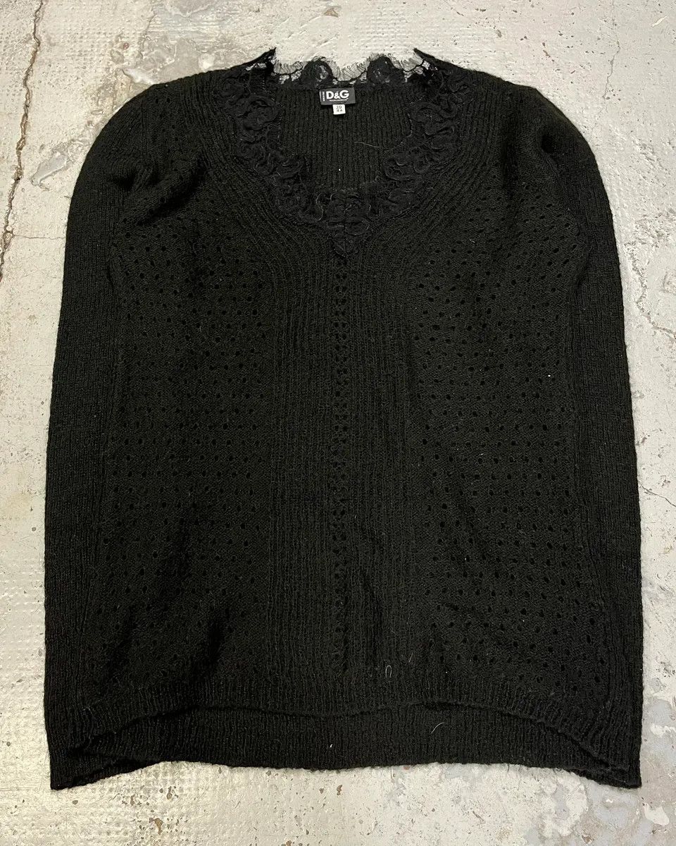 Dolce & Gabbana 2000s Dolce & Gabbana Black Wool V Neck Classy Sweater Size L / US 10 / IT 46 - 4 Thumbnail
