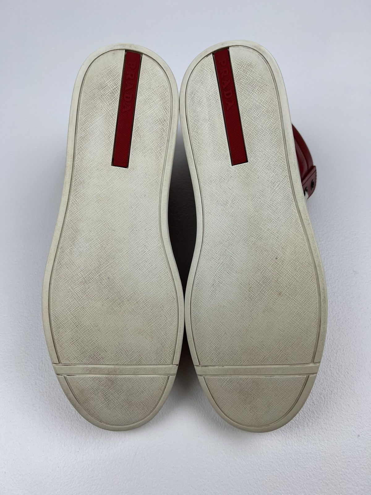 Prada PRADA Sneakers Hi Top Leather Shoes Side Zip Red Tab Logo Size US 10 / EU 43 - 17 Thumbnail