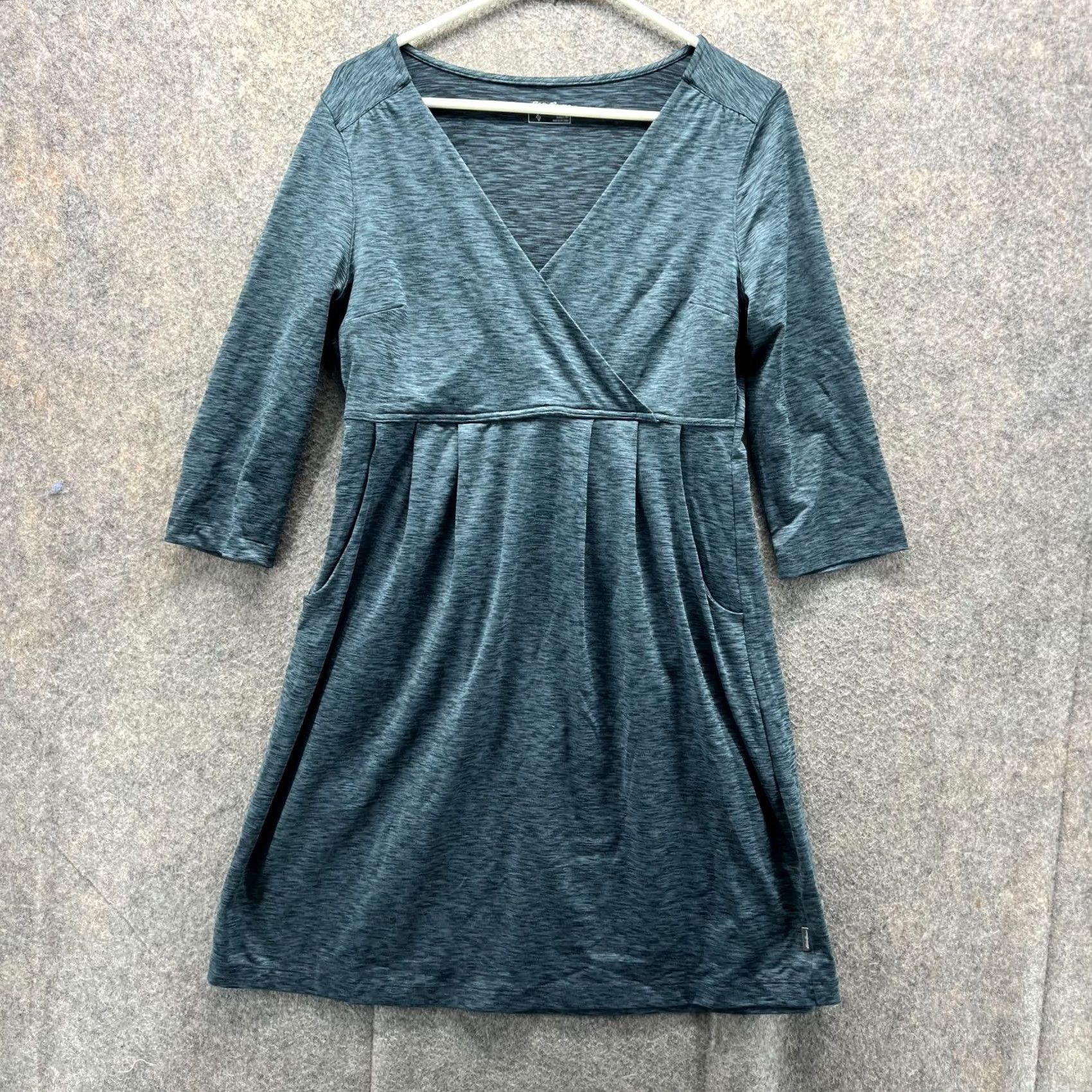 Eddie Bauer Eddie Bauer Shirt Dress Women Medium Heather Blue Dress Polyester Casual A-Line Knee Length Long Sleeve V-Neck Size M / US 6-8 / IT 42-44 - 2 Thumbnail