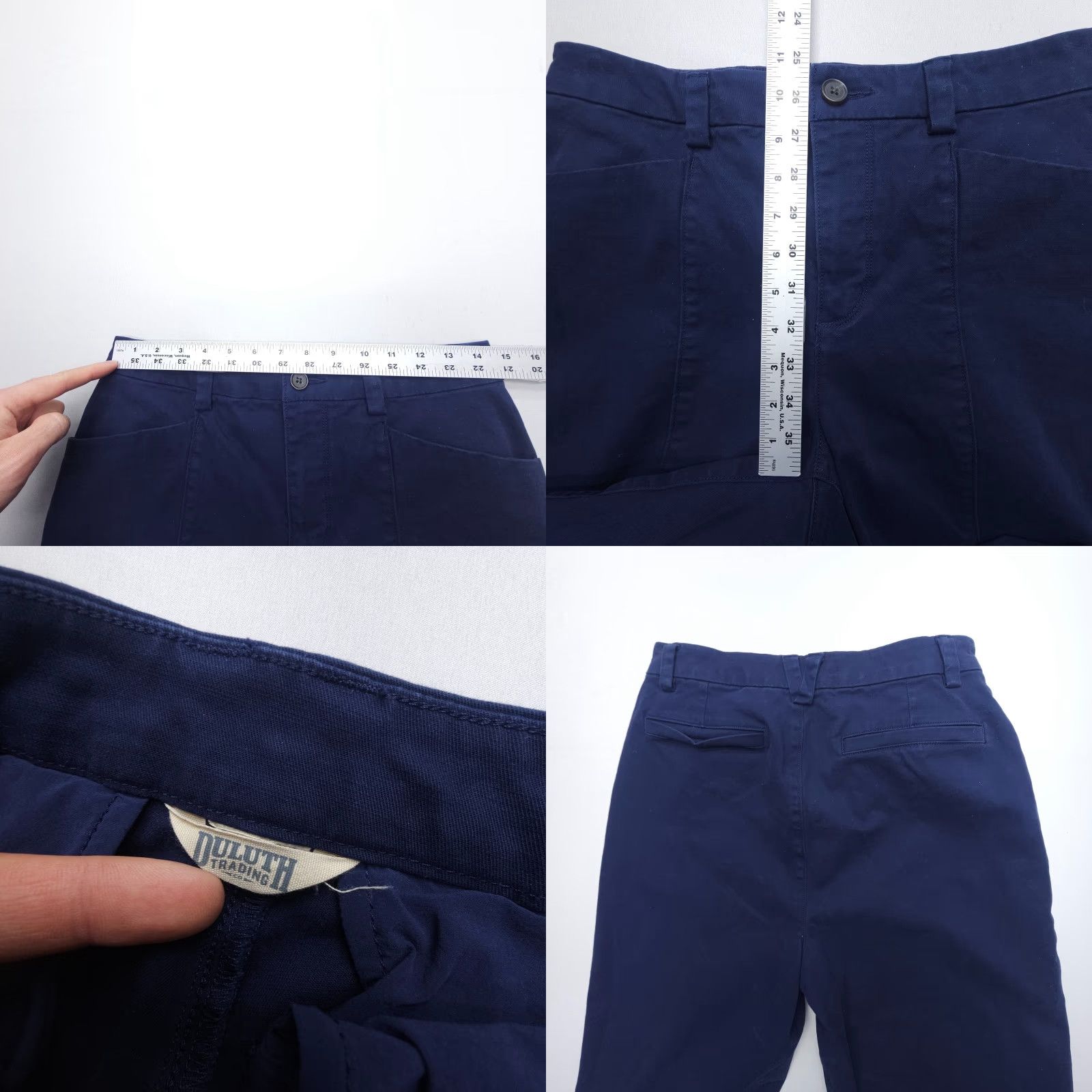 Vintage Duluth PANTs Blue Workday Warrior Chino Wide Leg Crop 29 x 23" - Relaxed, Cotton Blend, Twill, Pockets, Front Flat - Women's Regular Size 29" in Blue Size 29" - 8 Thumbnail
