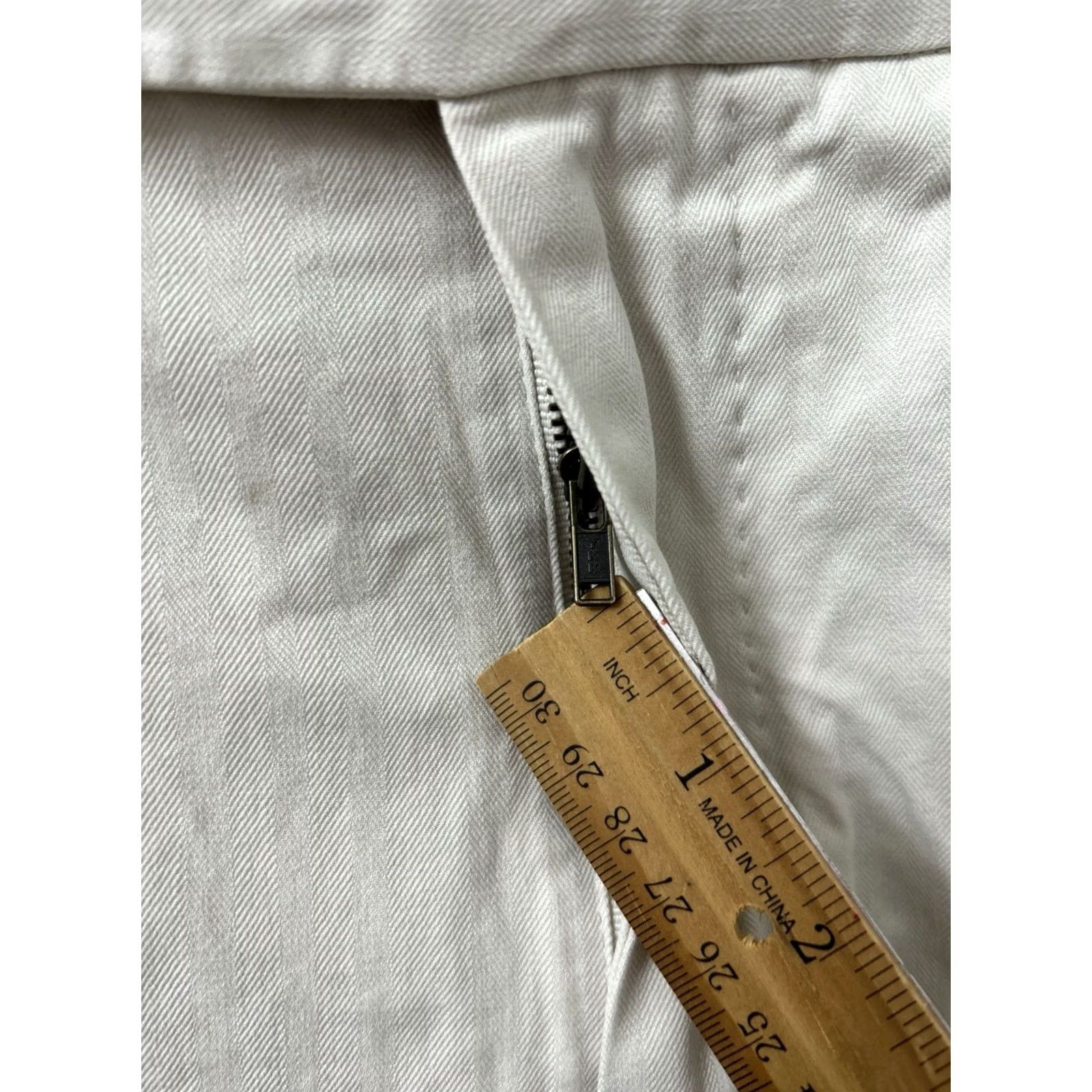 Tommy Bahama Tommy Bahama Pants Mens 38x31 Beige Silk Chino Herringbone Flat Front Logo Zipper Button Trousers Size US 38 / EU 54 - 5 Thumbnail