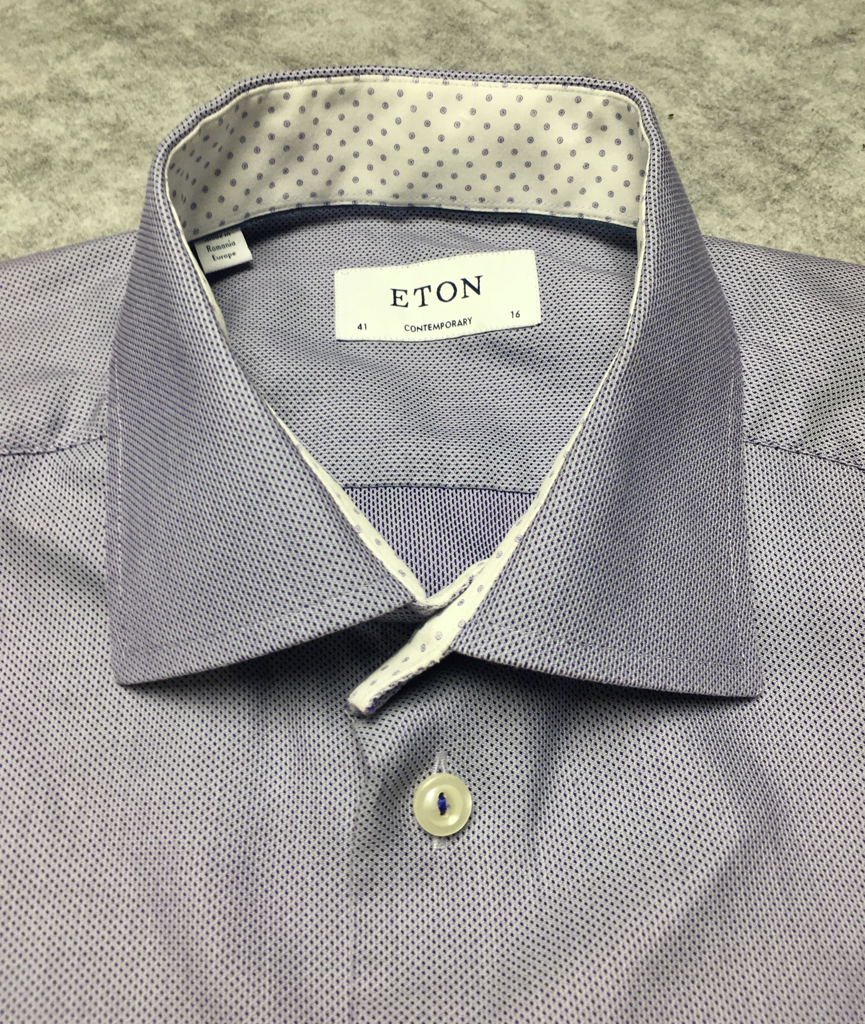 Eton ETON Long Sleeve Mens Blue Dress Shirt 41/16 Size 42S - 3 Thumbnail