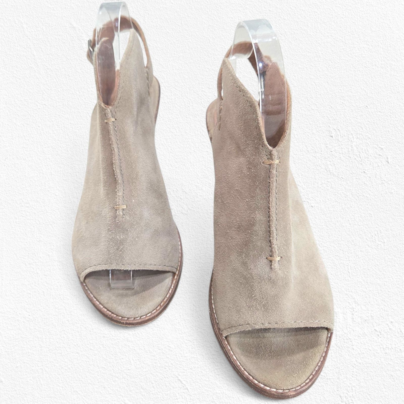 Frye Frye Taupe Suede Peep Toe Slingback Booties Size 8 Size US 8 / IT 38 - 13 Thumbnail