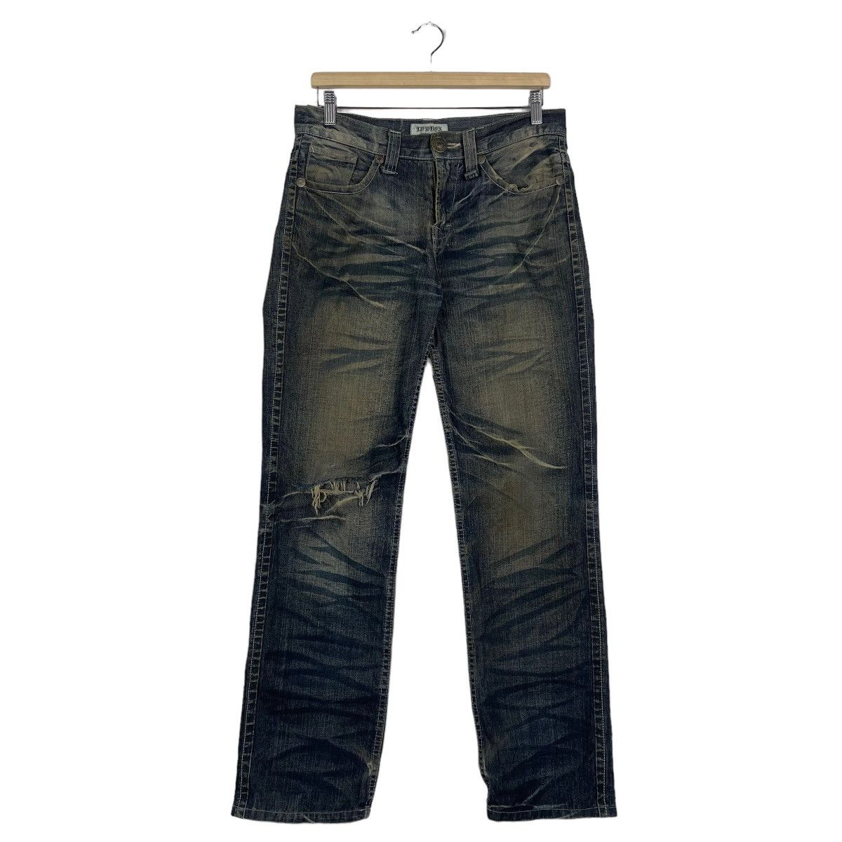 Japanese Brand × Tornado Mart JAPANASE LOWBOX DISTRESSED FLARE JEANS Size US 32 / EU 48 - 2 Thumbnail