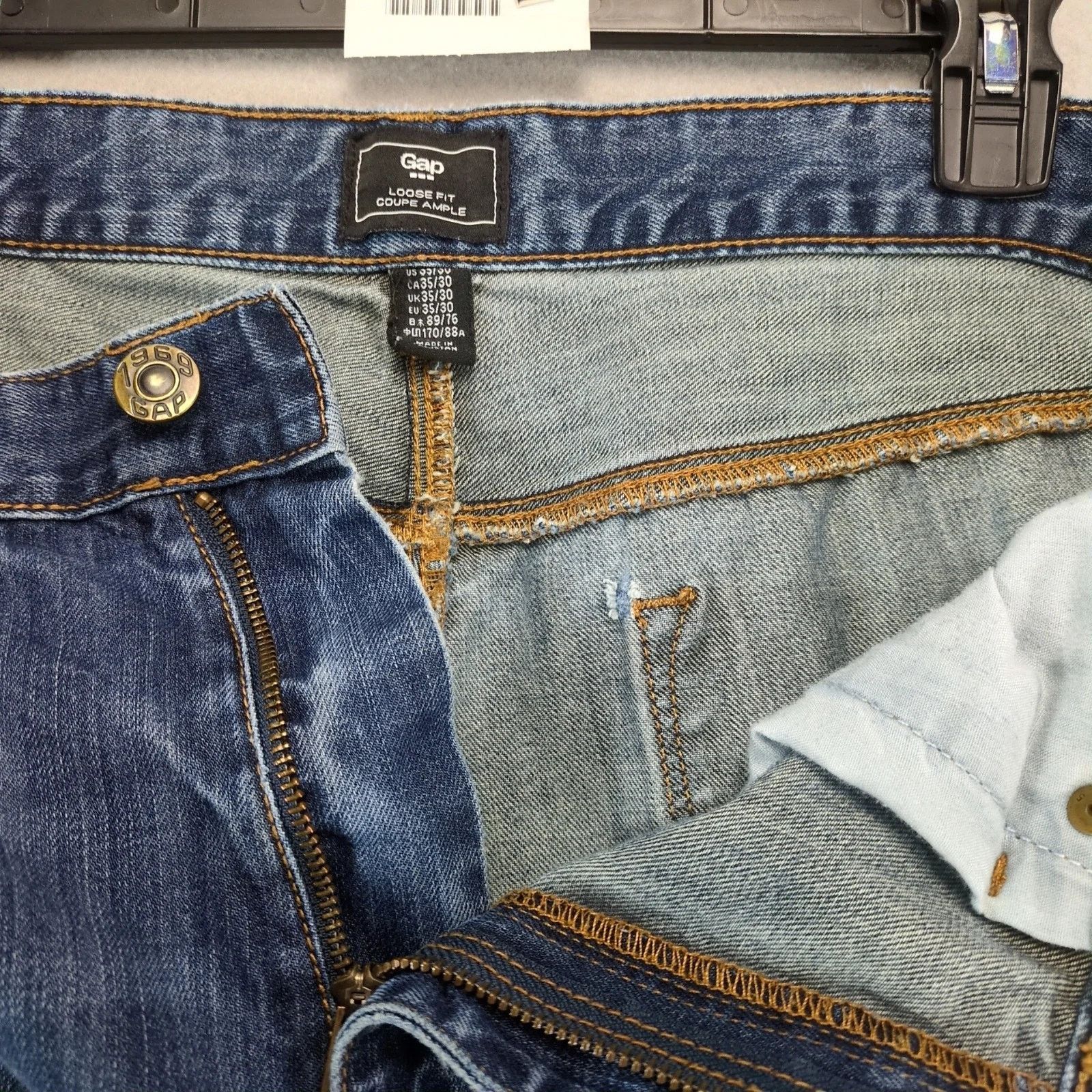 Gap Gap Loose Fit Jeans Men's 36x29 Dark Wash Straight Wide Leg Size US 35 - 7 Thumbnail