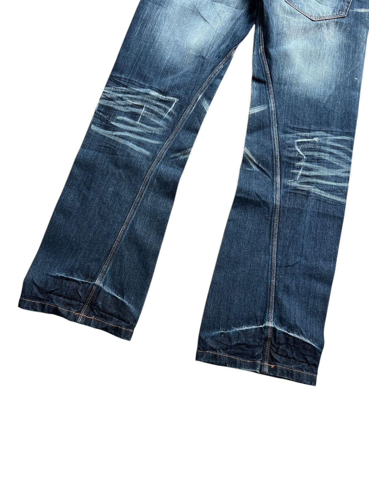 Japanese Brand Double Focus 🇯🇵 Double Waist Asymmetrical Denim Light Flare Size US 33 - 6 Thumbnail