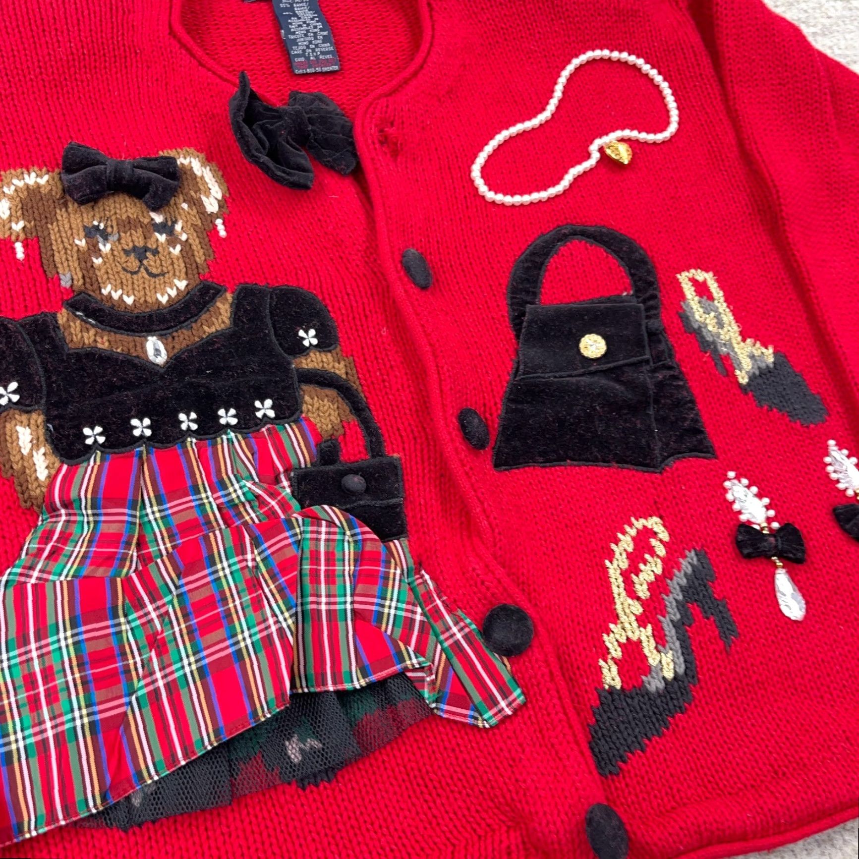 Vintage VINTAGE Eagle's Eye Cardigan Sweater Women M Red Black Label 80s 90s USA Casual Modern" Size M / US 6-8 / IT 42-44 - 3 Thumbnail