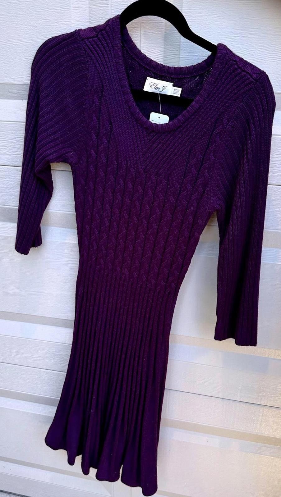 Designer Eliza J Stylish Purple Ribbed Dress size M Size M / US 6-8 / IT 42-44 - 1 Thumbnail