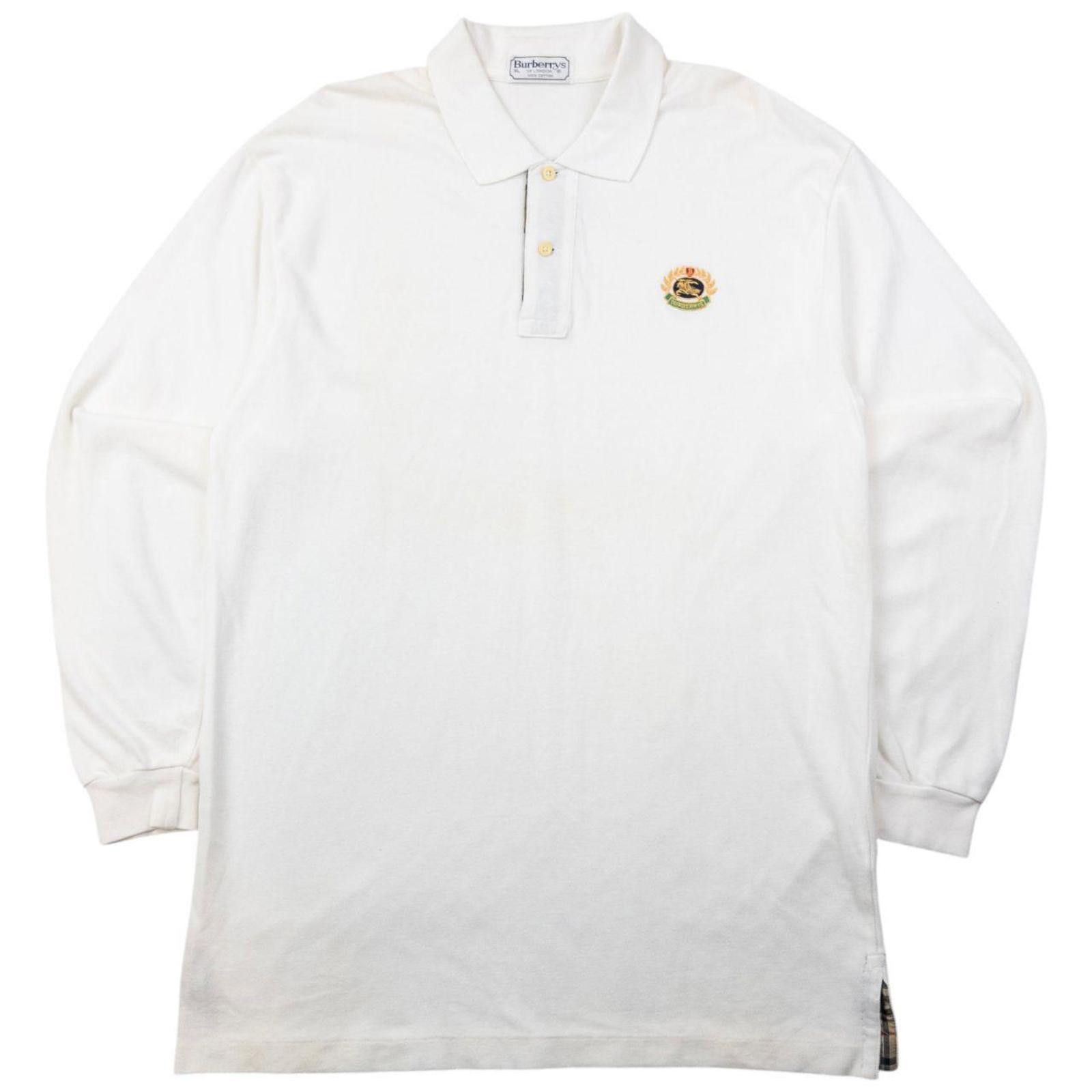 Vintage 90s Burberry Long Sleeve Polo Shirt Size XL