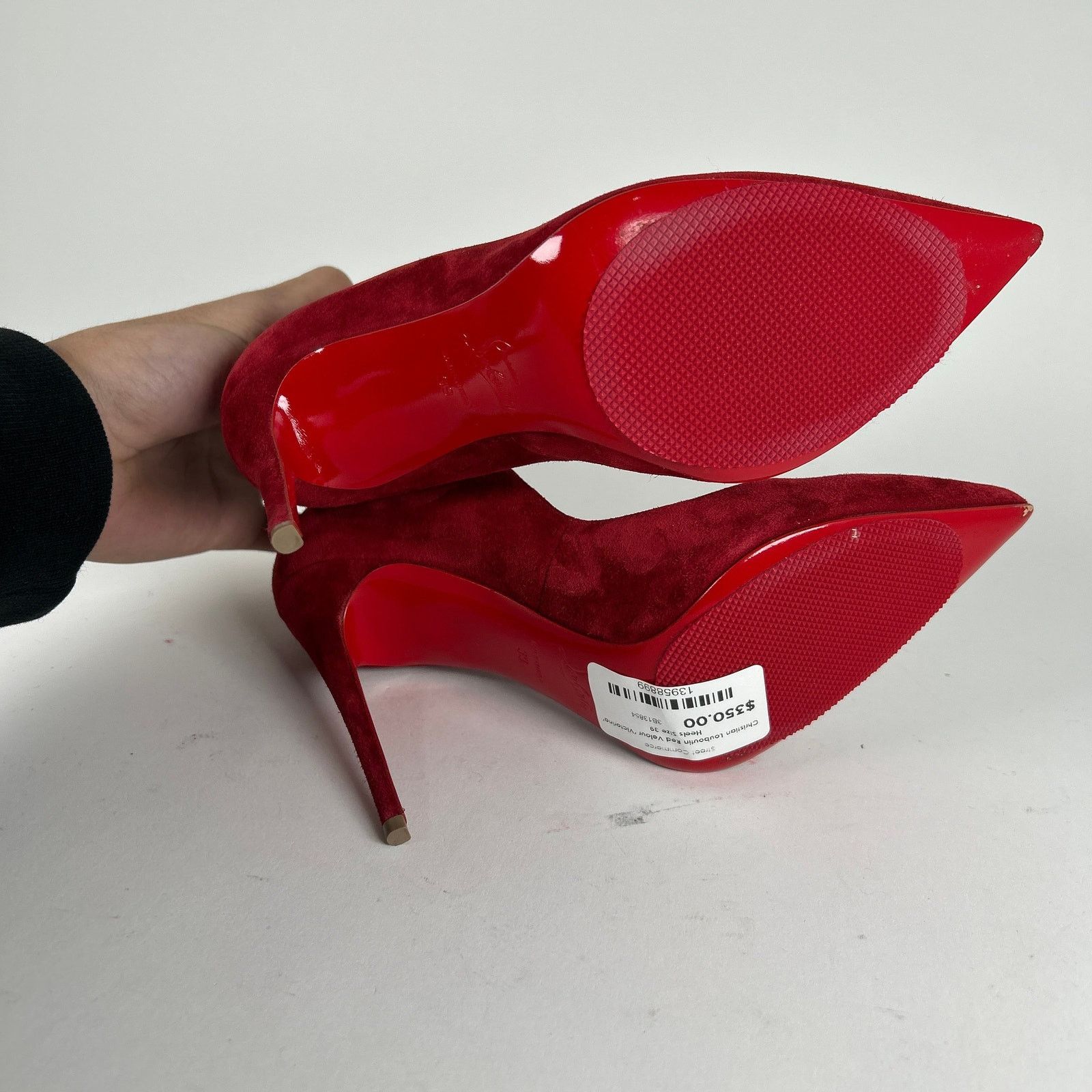 Christian Louboutin Christian Louboutin Red Velour 'Victorina' Heels Size 39 Size US 9 / IT 39 - 5 Thumbnail