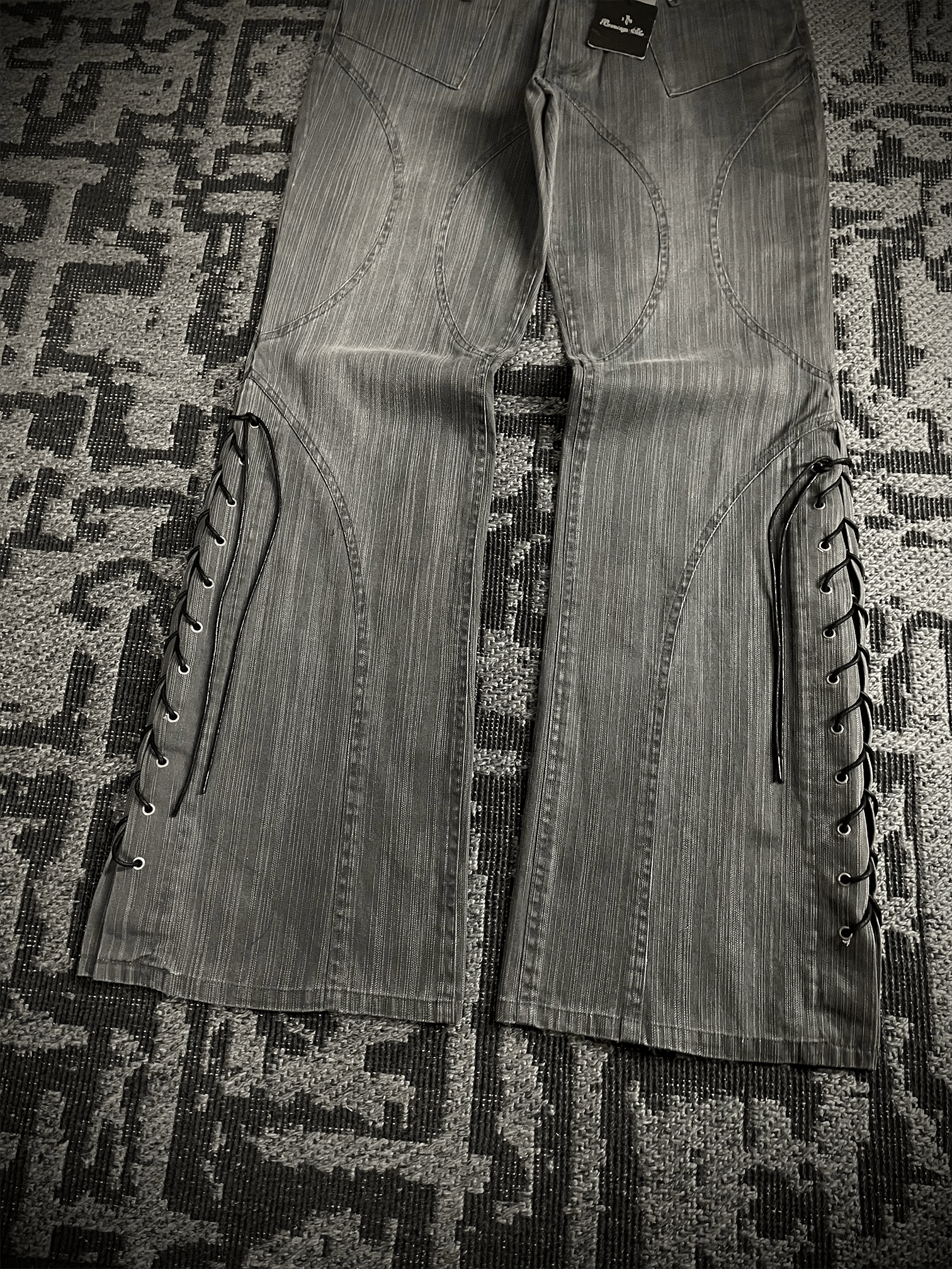 Japanese Brand Bernings Sho Lace Up Flared Pants Size US 31 - 3 Thumbnail
