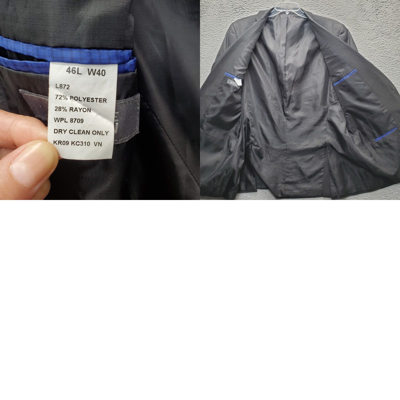 Kenneth Cole Kenneth Cole Reaction Blazer Jacket Mens 46L Black Formal Single Breasted EUC Shirt Size 46R - 8 Thumbnail