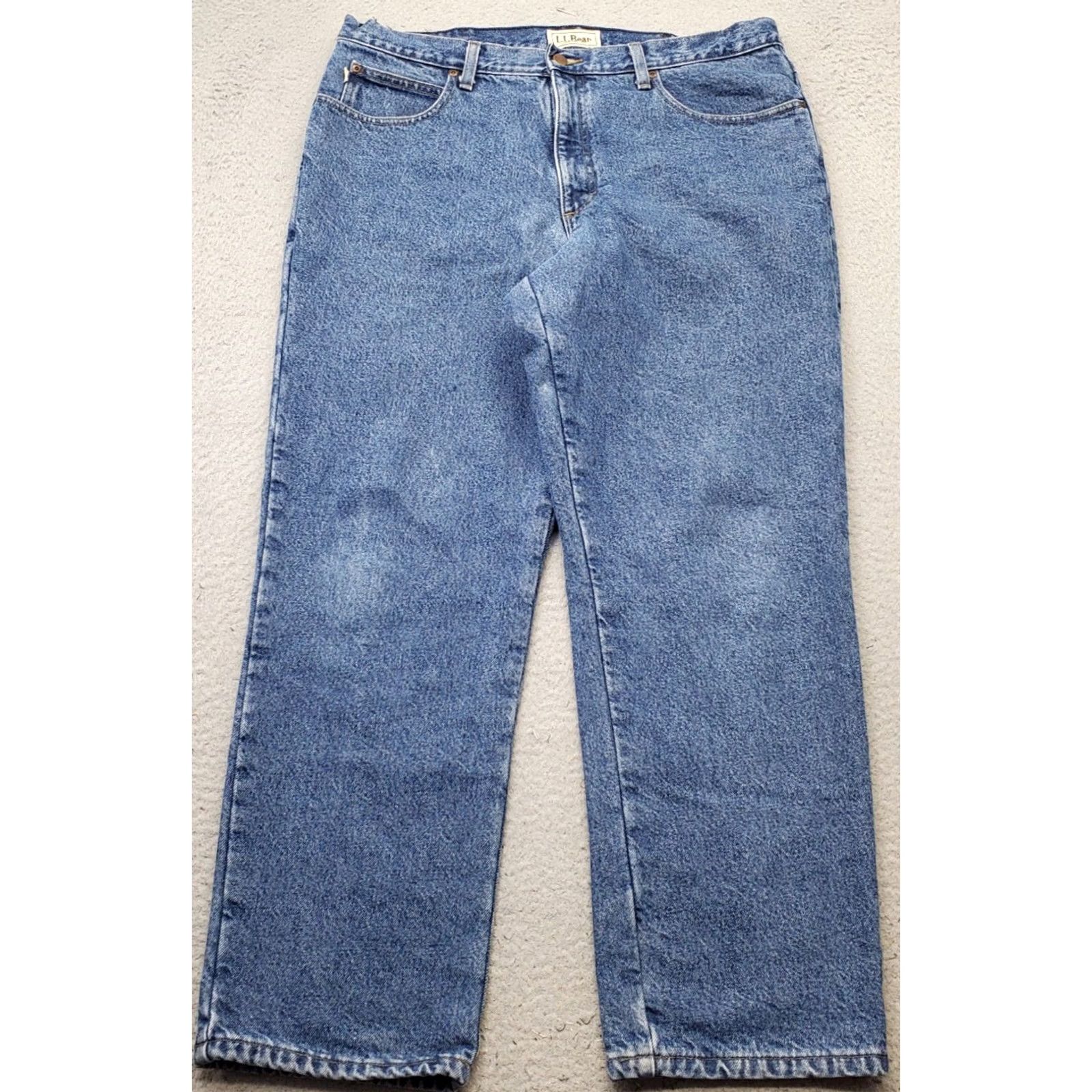 Vintage L.L. Bean Jeans Mens 38x30 Blue Denim Flannel Lined Classic Fit Straight Leg Jeans Mens Size 38 Blue Denim 5-Pocket Design Size US 38 / EU 54 - 2 Thumbnail