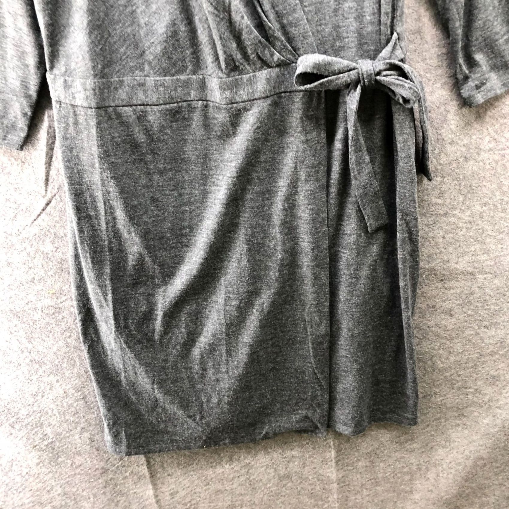 Ann Taylor Ann Taylor Wrap Dress Size 14 Gray Knee Length 3/4 Sleeve Genuine Side Tie Size XL / US 12-14 / IT 48-50 - 4 Thumbnail