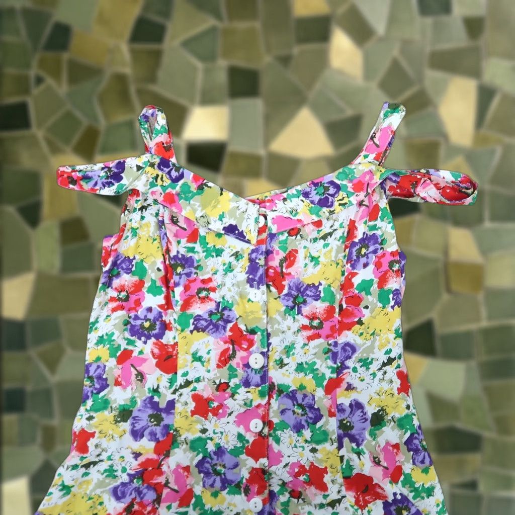 Vintage VINTAGE Via Max Romper Shirt One-Piece Floral 90s White S Womens Boys Girls? Size 28" / US 6 / IT 42 - 1 Thumbnail