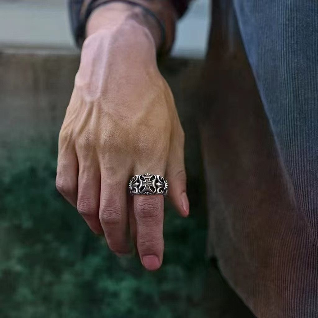 VIBE Retro Open Ring with Cross and Anchor Size ONE SIZE - 2 Thumbnail