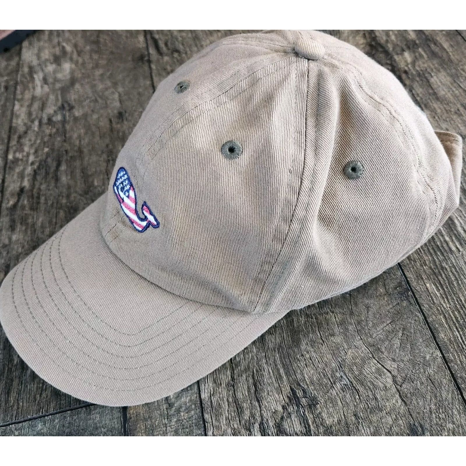 Vineyard Vines Vineyard Vines Cap Hat Baseball Adjustable Unisex Adults Logo Whale USA Tan Blue Red White Canvas Cotton Size ONE SIZE - 3 Thumbnail