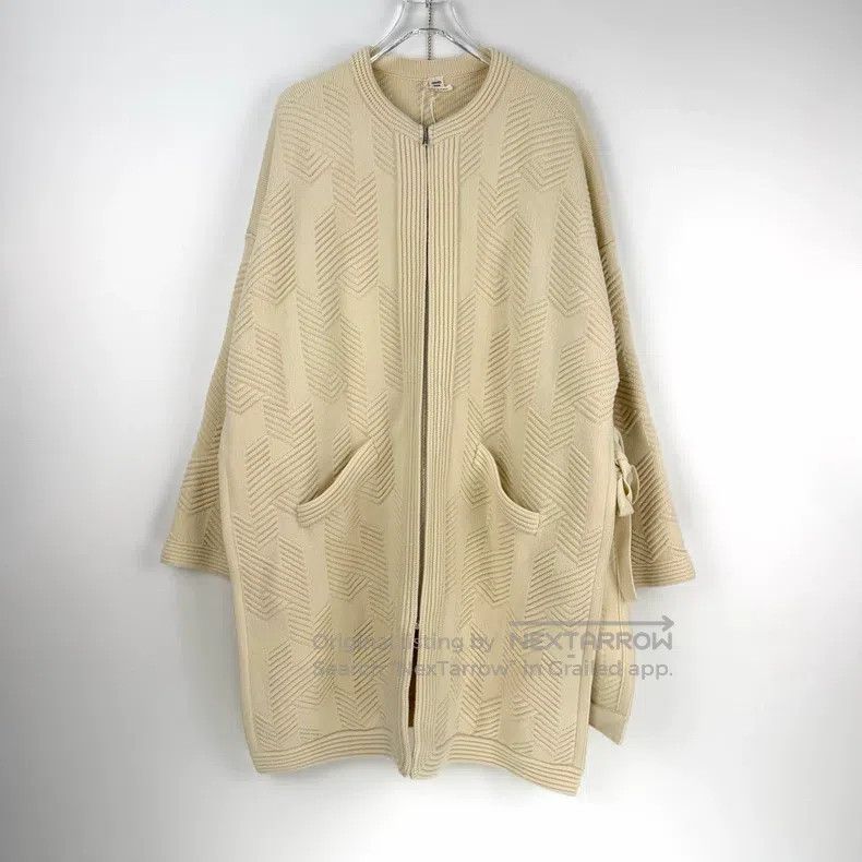 Hermes Hermes Beige twill side-tie open-front cardigan Size M / US 6-8 / IT 42-44 - 3 Thumbnail