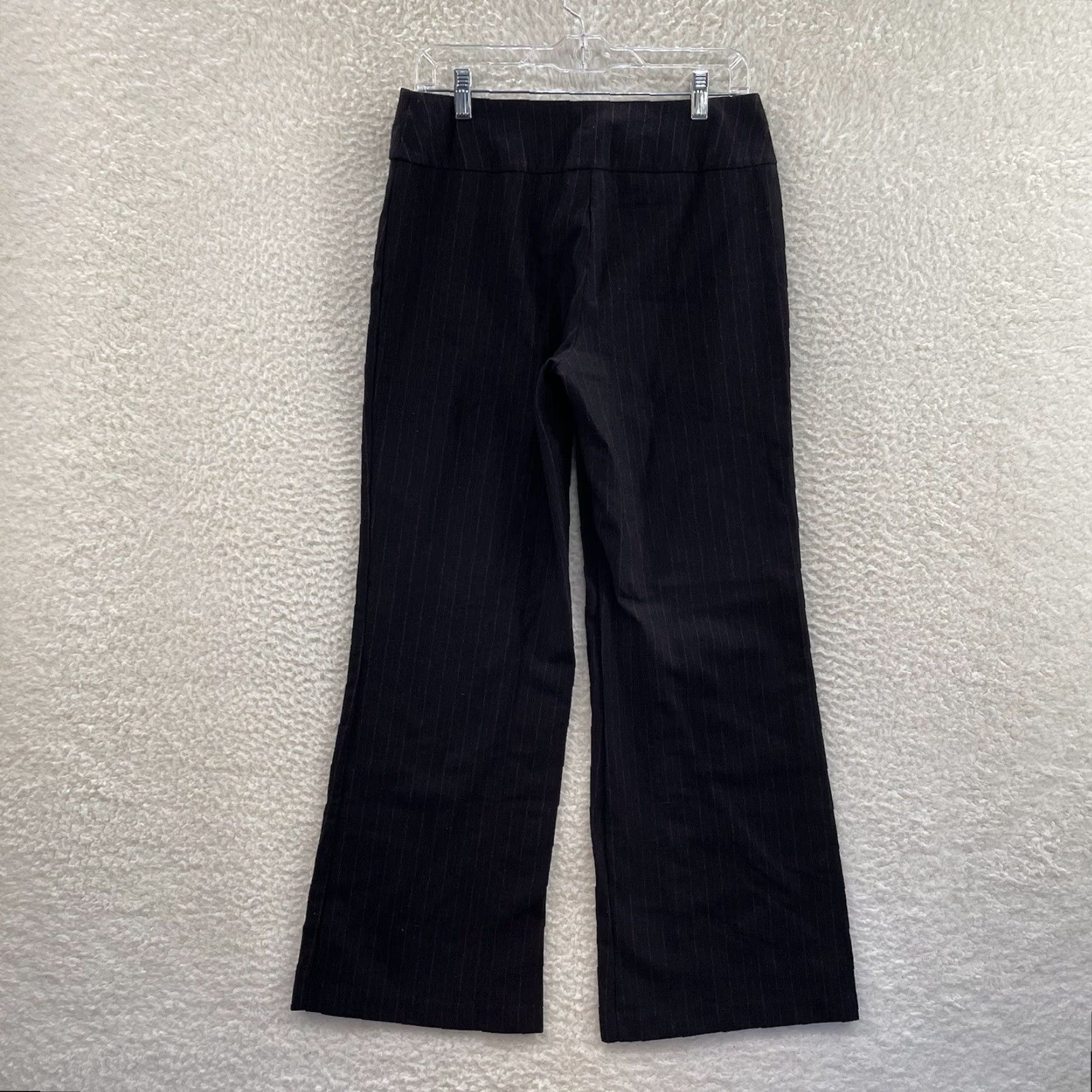 Vintage VINTAGE Y2K Trousers Pants 12 30 Black Pinstripe Wide Flare Leg Corpcore Office Size 34" / US 12 / IT 48 - 2 Thumbnail