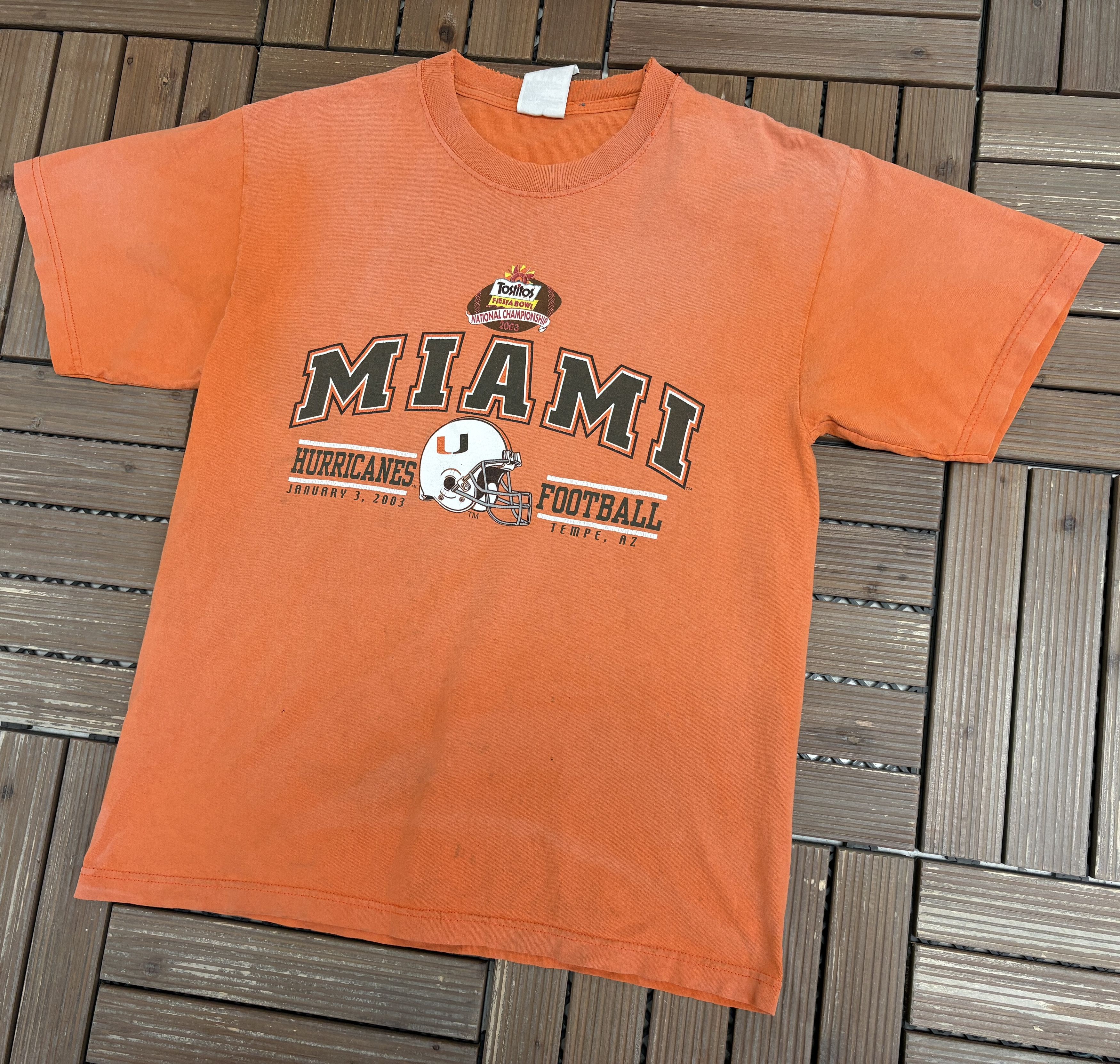 Vintage Miami Hurricanes Fiesta Bowl 2003 Vintage Orange T-Shirt Tee Size US L / EU 52-54 / 3 - 3 Thumbnail