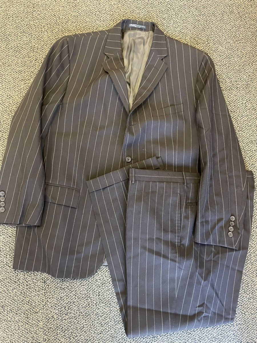 Polo Ralph Lauren × Vintage 3-button Striped Wool Twill Suit Size 46R - 7 Thumbnail