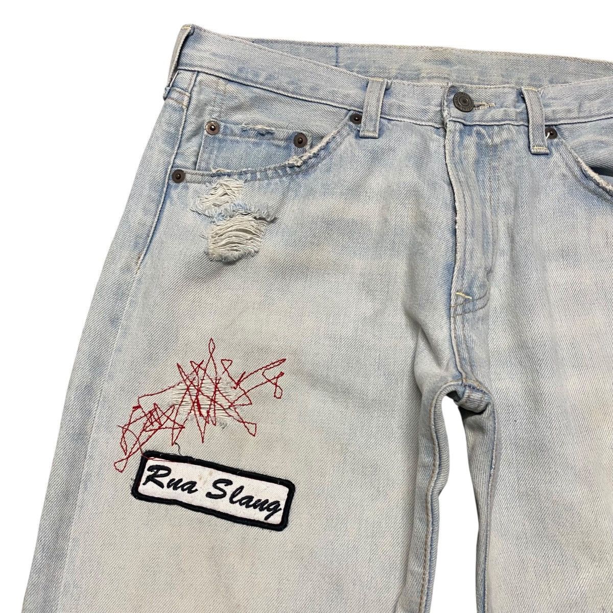 Japanese Brand RNA SLANG Denim Distressed Patchwork Jeans Size US 30 / EU 46 - 4 Thumbnail
