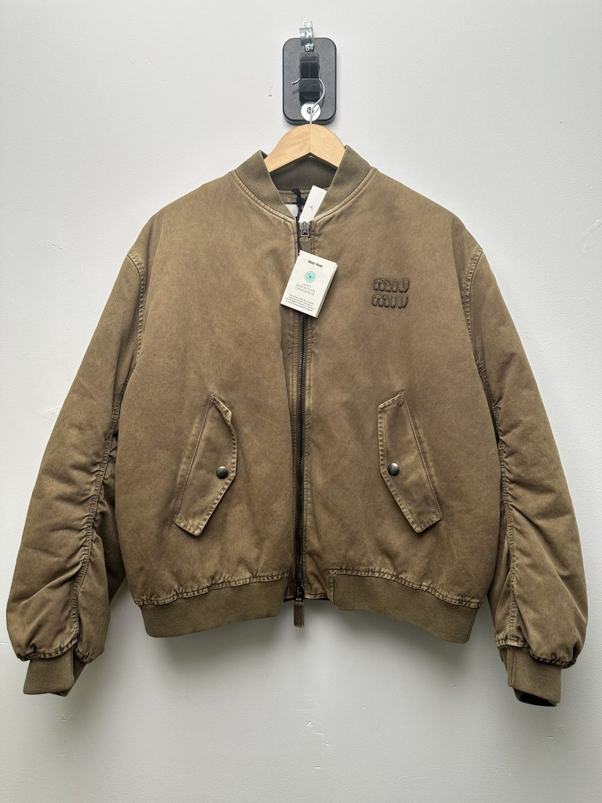 Miu Miu Miu Miu Olive Bomber Jacket Size US L / EU 52-54 / 3 - 2 Thumbnail