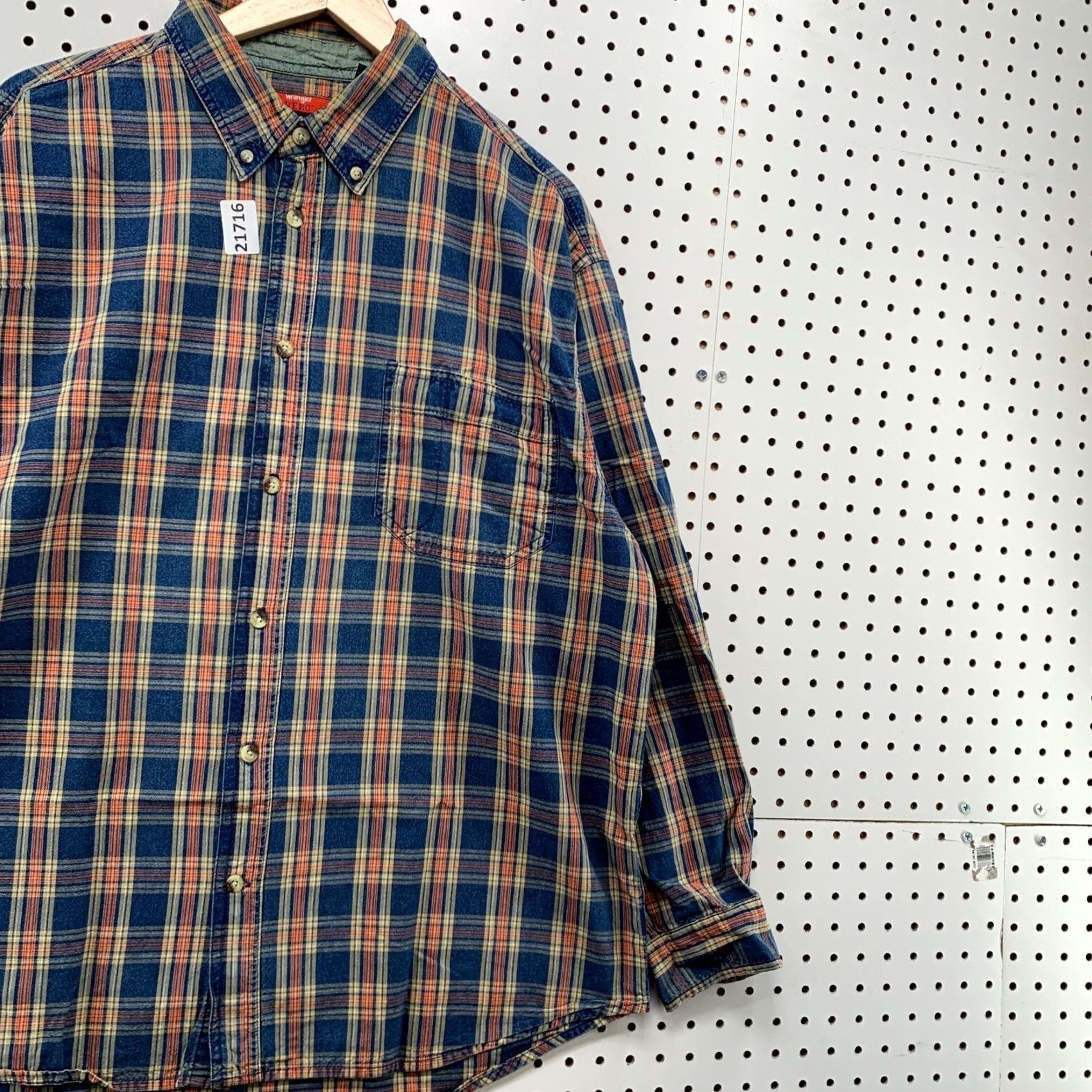Wrangler Wrangler Hero Button Down Shirt Plaid Long Sleeve Mens XL Blue Red 26x31 Size US XL / EU 56 / 4 - 4 Thumbnail