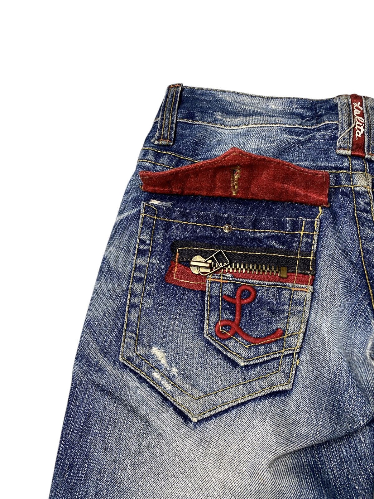 If Six Was Nine 2000's Lolita Seawash Multizip Flared Jeans Size US 28 / EU 44 - 9 Thumbnail