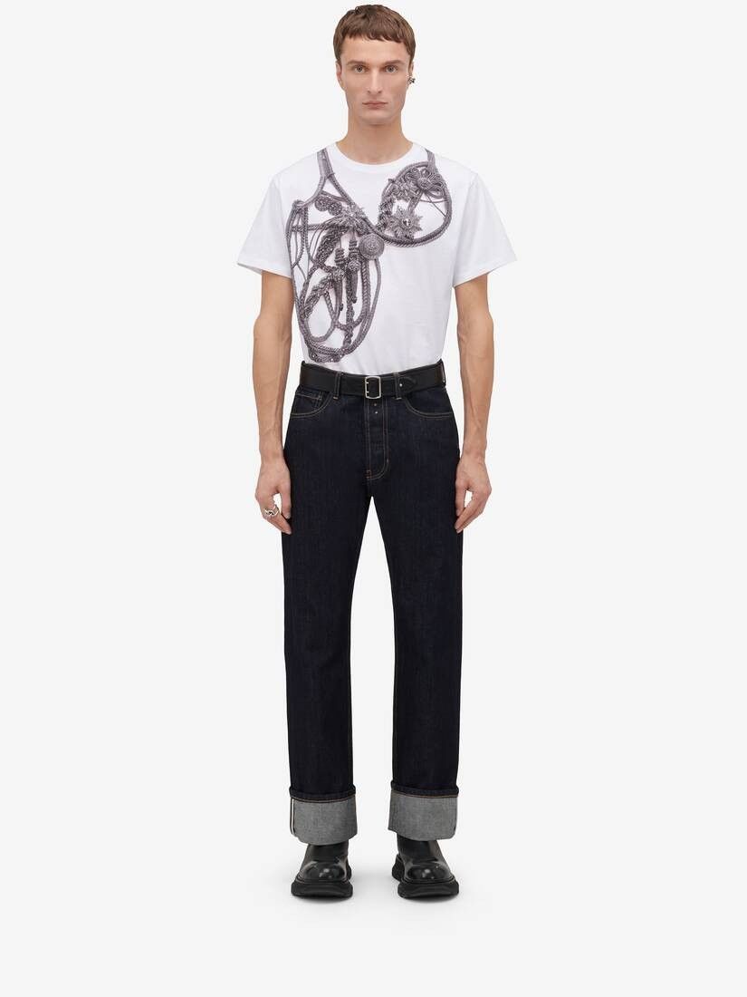 Alexander McQueen o1w1db10725 Trompe-l'œil Harness T-Shirt in White Size US L / EU 52-54 / 3 - 2 Thumbnail
