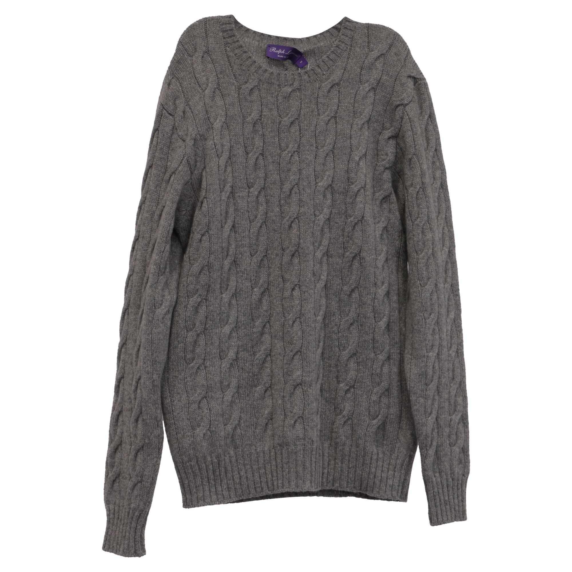Ralph Lauren Ralph Lauren Purple Label Cable Knit Sweater in Grey Cashmer Size US S / EU 44-46 / 1 - 1 Thumbnail