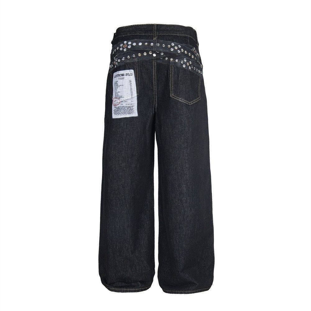 Japanese Brand × Jean Men's street-rocking loose wide-leg hip-hop jeans Size US 32 / EU 48 - 2 Thumbnail