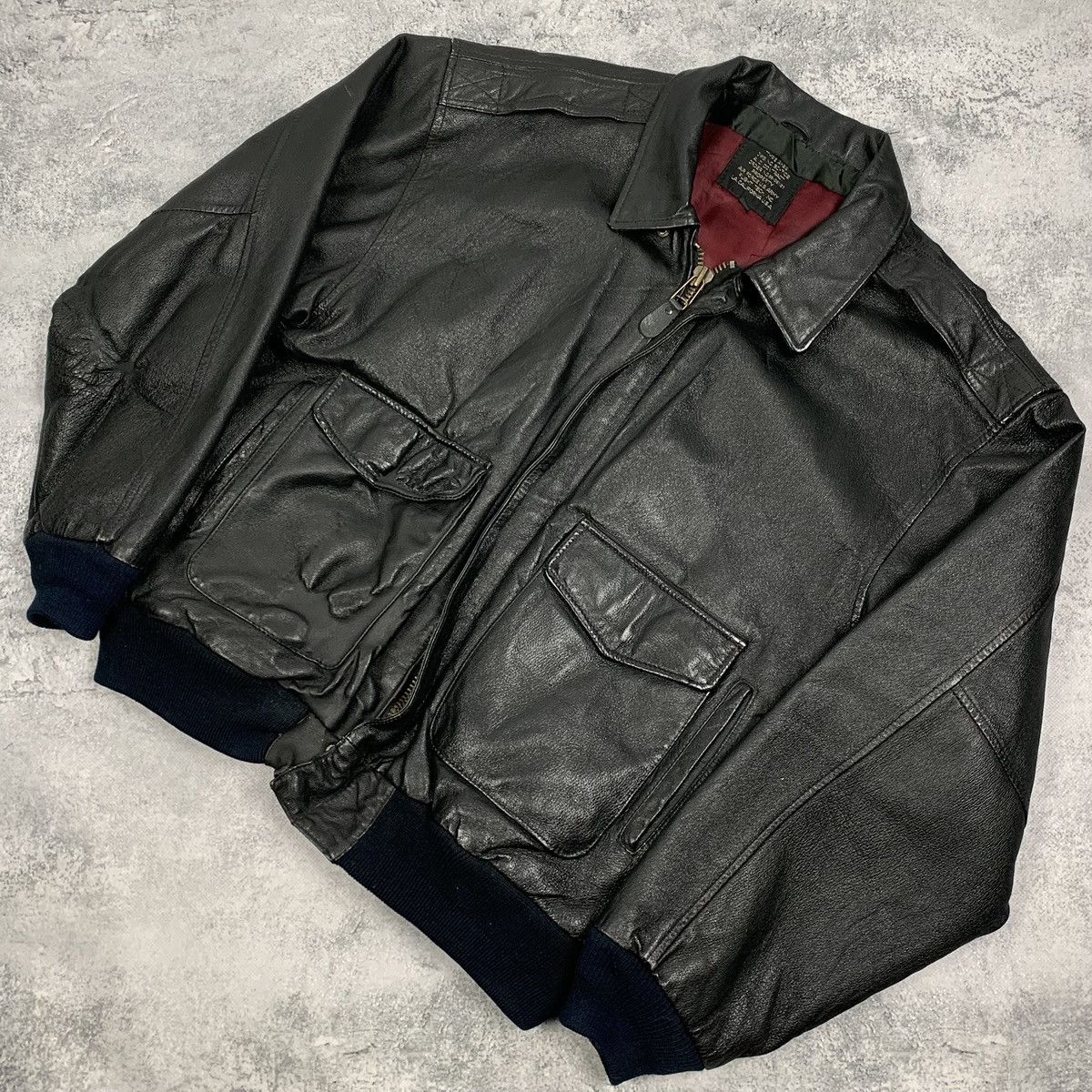 Genuine Leather Black Leather Flight Jacket Authentic Type A-2E Tech Size L Size US L / EU 52-54 / 3 - 1 Thumbnail