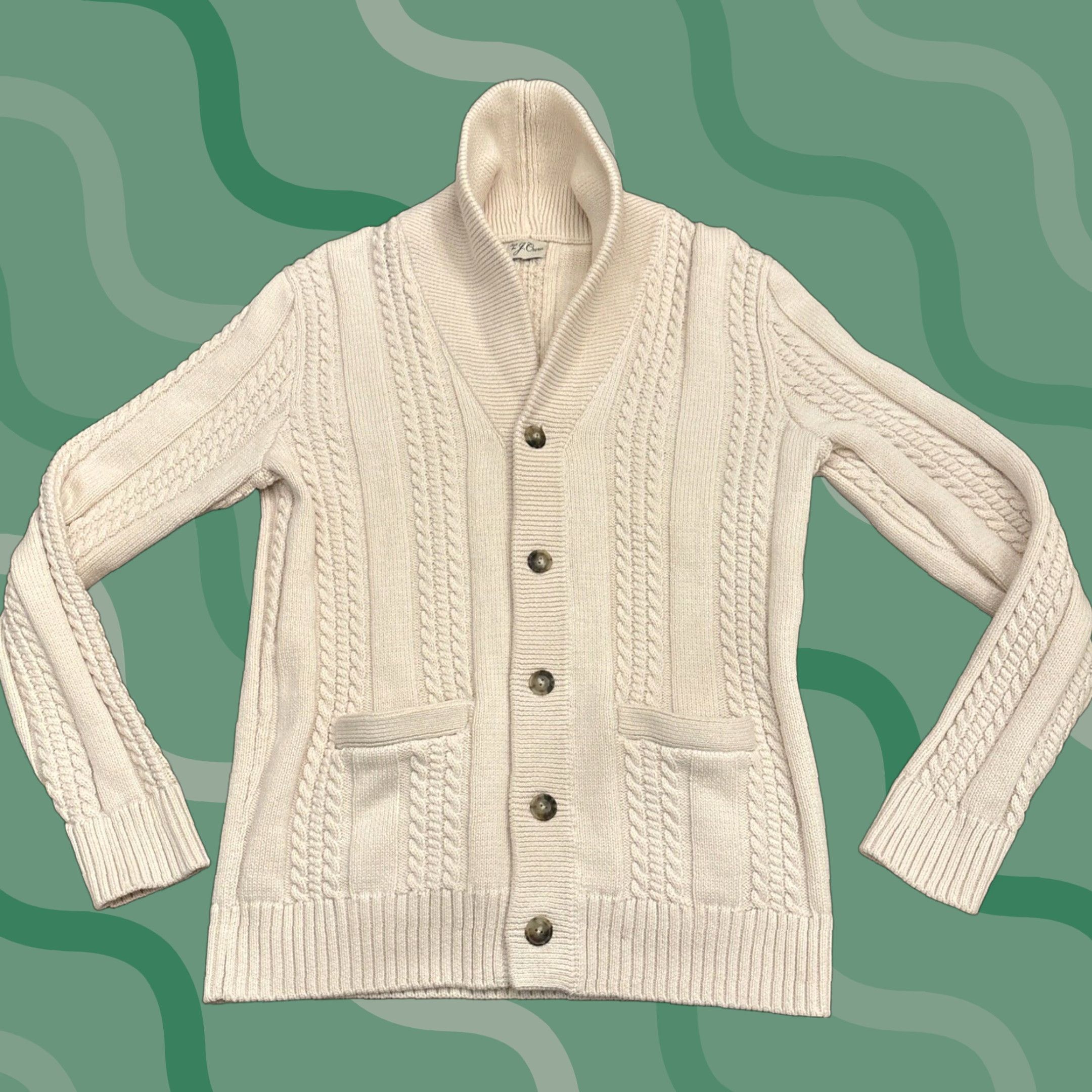 J.Crew J.CREW Heritage Cotton Cardigan Sweater Men L White Cauliflower White EUC Brand Mens Regular Knit Crew Neck Long Sleeve Vintage: No Size US L / EU 52-54 / 3 - 1 Thumbnail