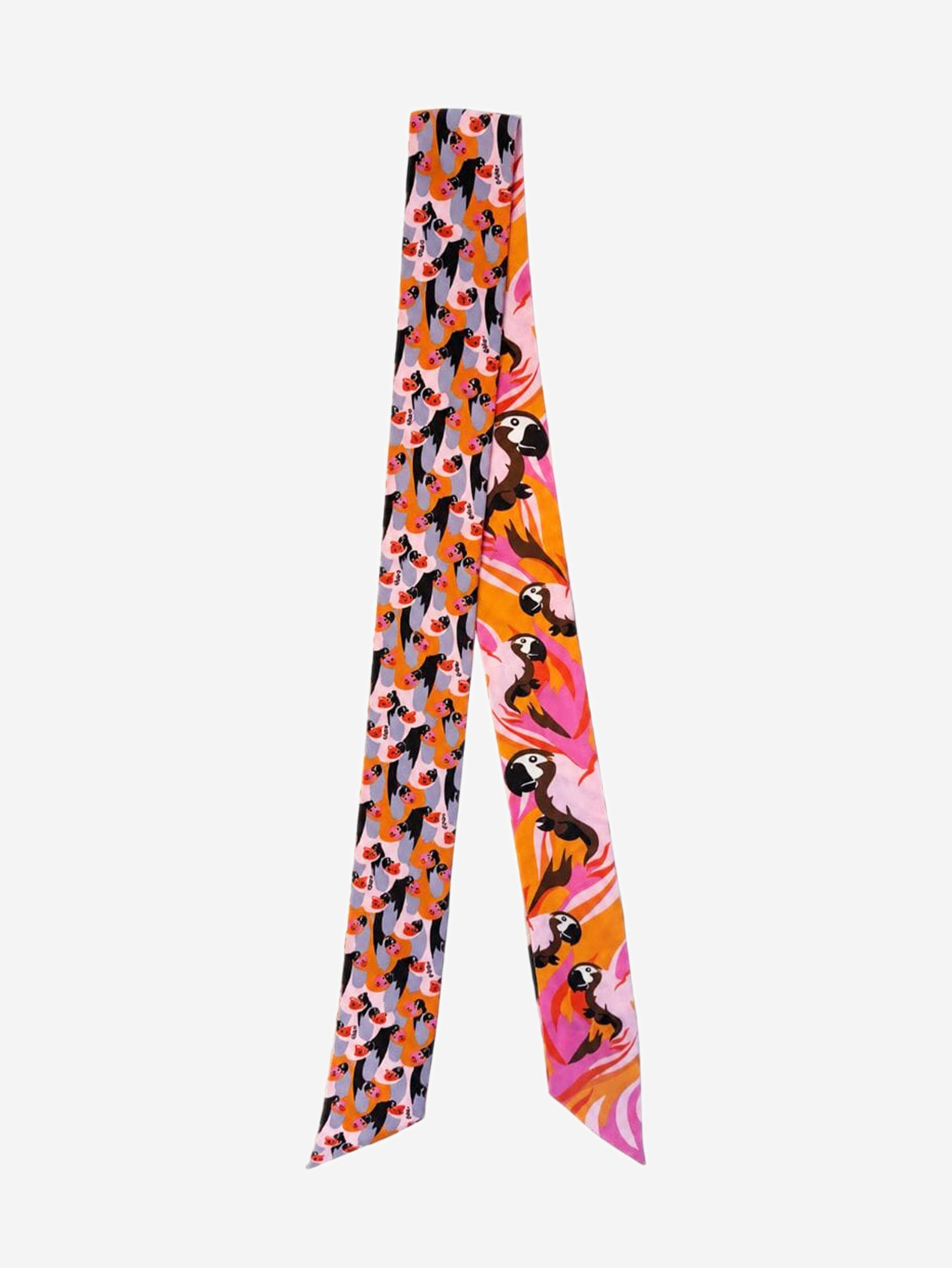Fendi Pink silk parrot printed neck tie Size ONE SIZE - 1 Thumbnail