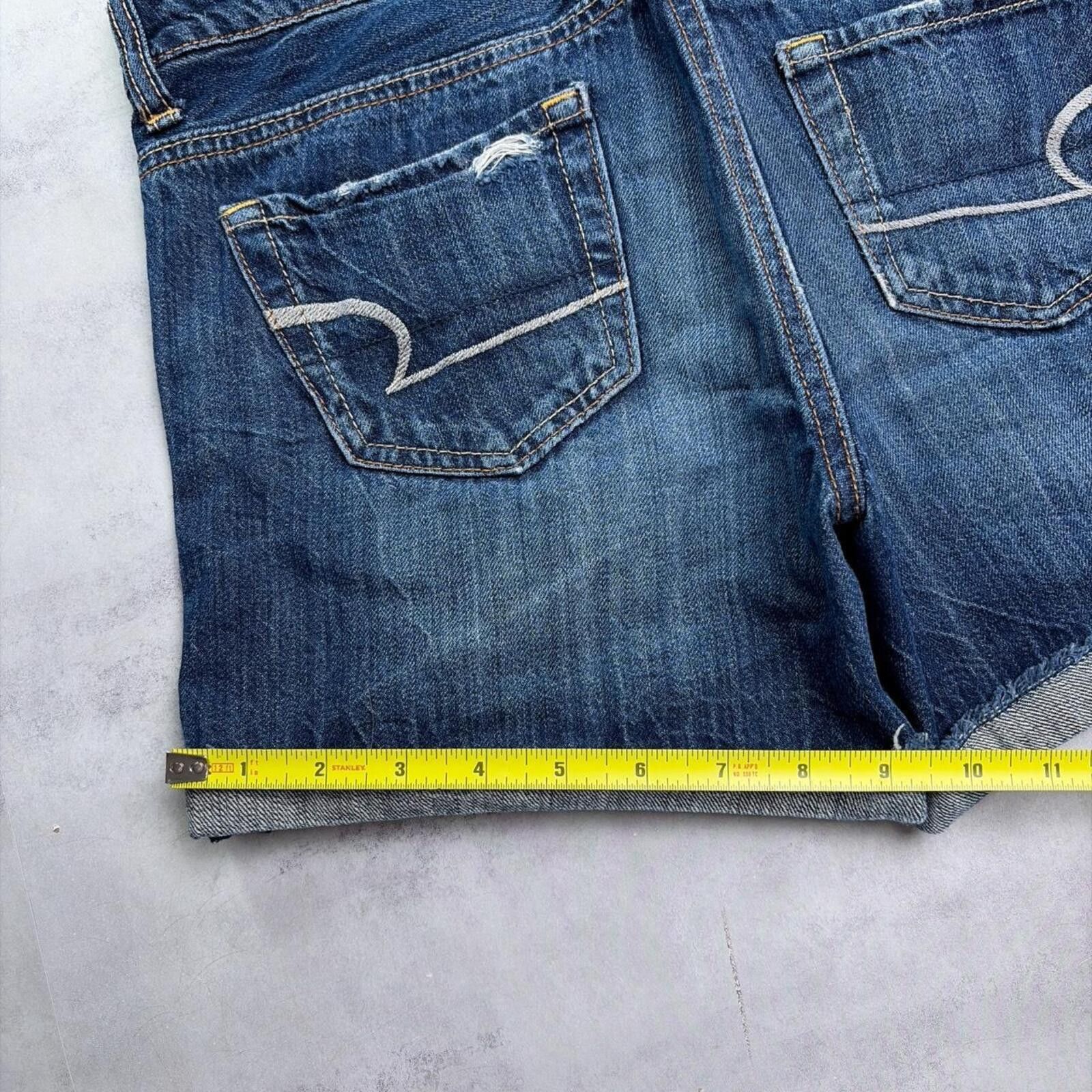 American Eagle Outfitters Y2K Dark Wash American Eagle Grunge Mini Denim Shorts Size 25" / US 0 / IT 36 - 8 Thumbnail