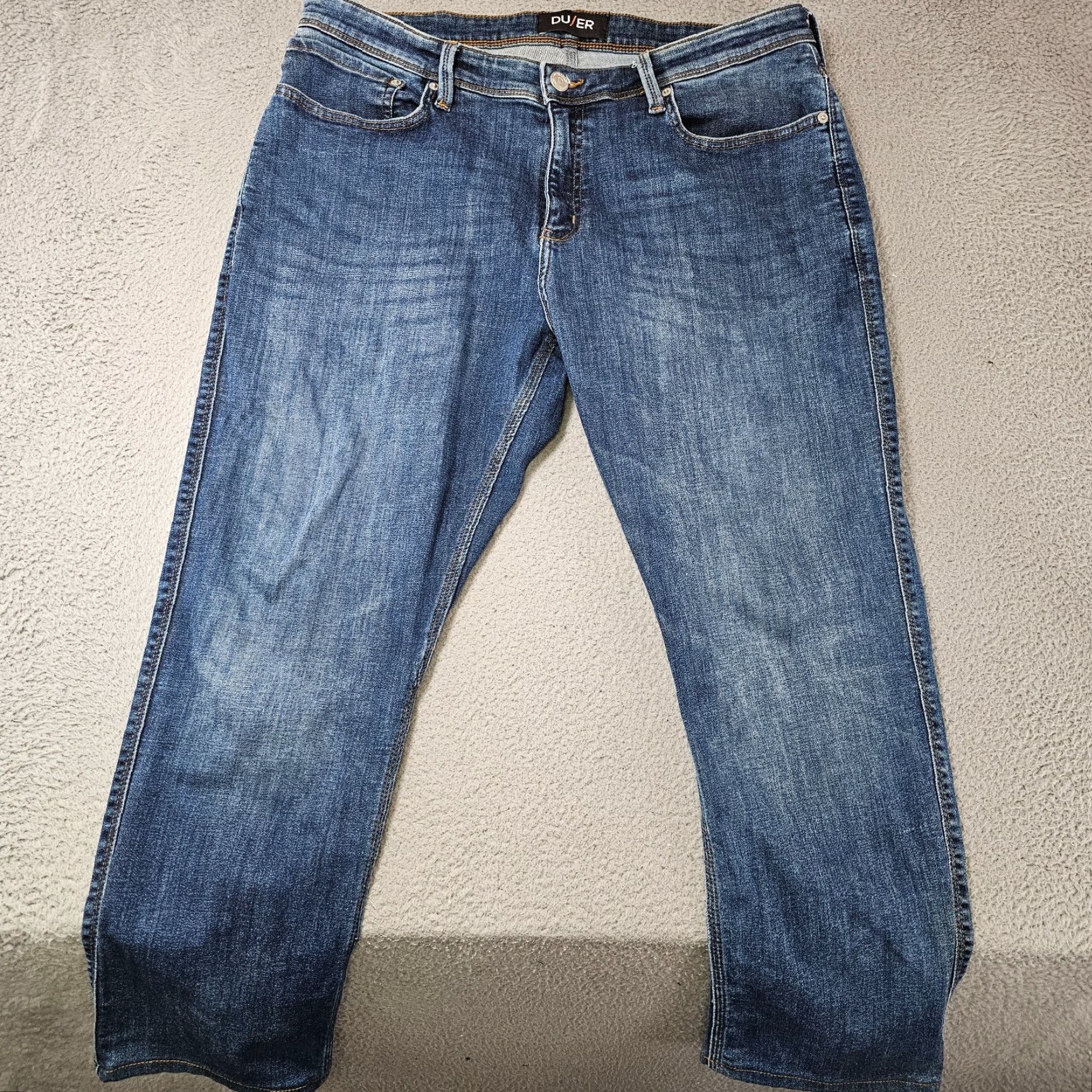 DUER DUER Jeans Mens 38x26 Tailored Blue L2X Relaxed Taper Five Pocket Stretch Denim Jea ns Size US 38 / EU 54 - 2 Thumbnail
