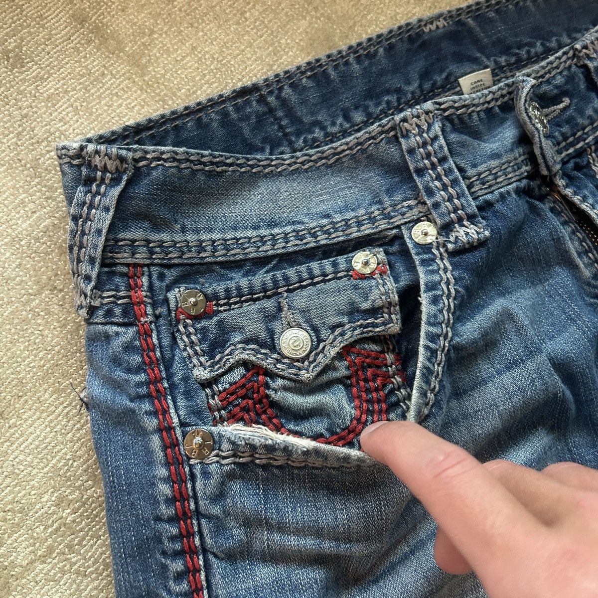 True Religion True Religion Straight Distressed Denim Jeans Size US 33 - 6 Thumbnail