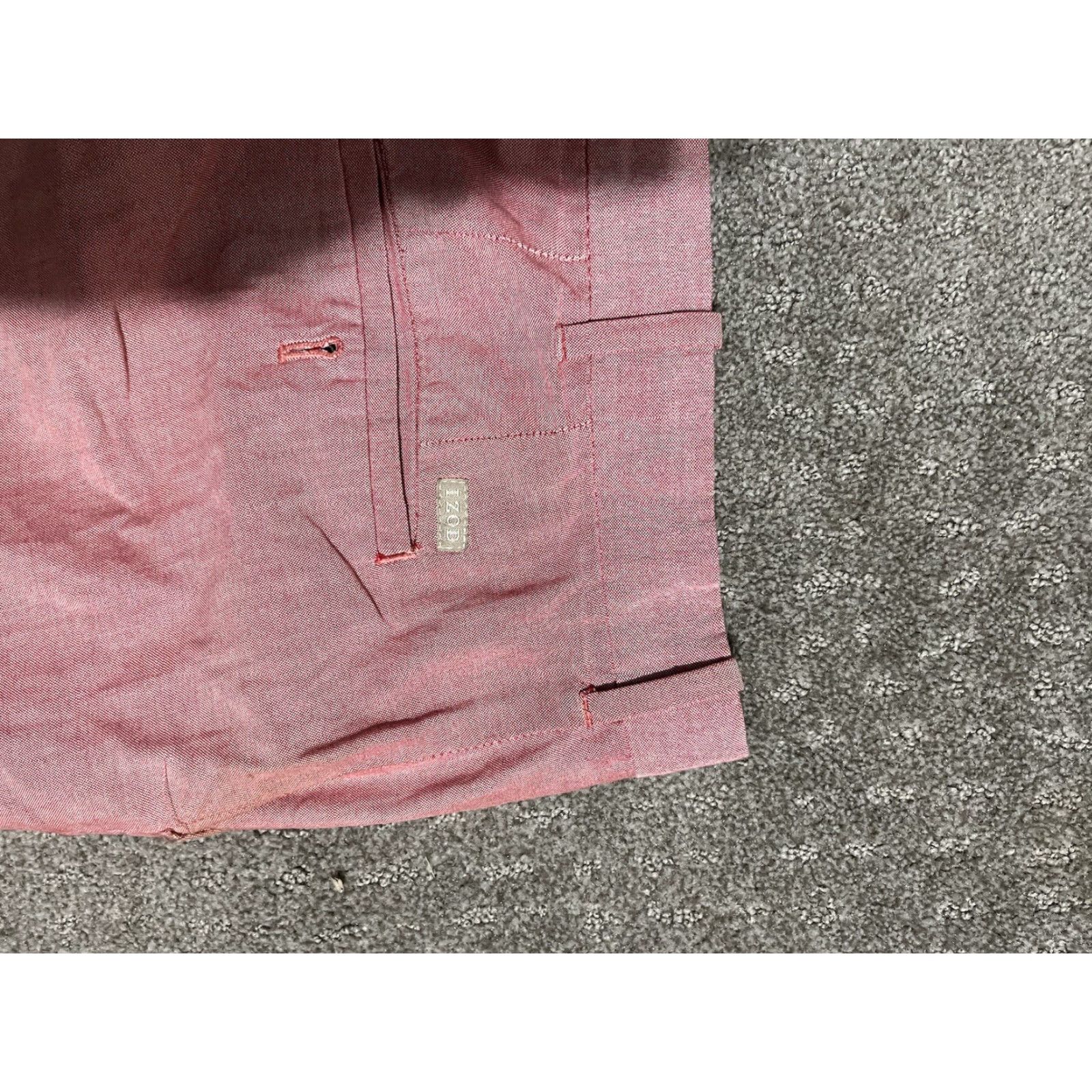 Izod VINTAGE IZOD Shirt Men Solid Flat Front Chino 40 Red, 9.5 Inseam, Size 40, Adults Mens Size US 40 / EU 56 - 2 Thumbnail