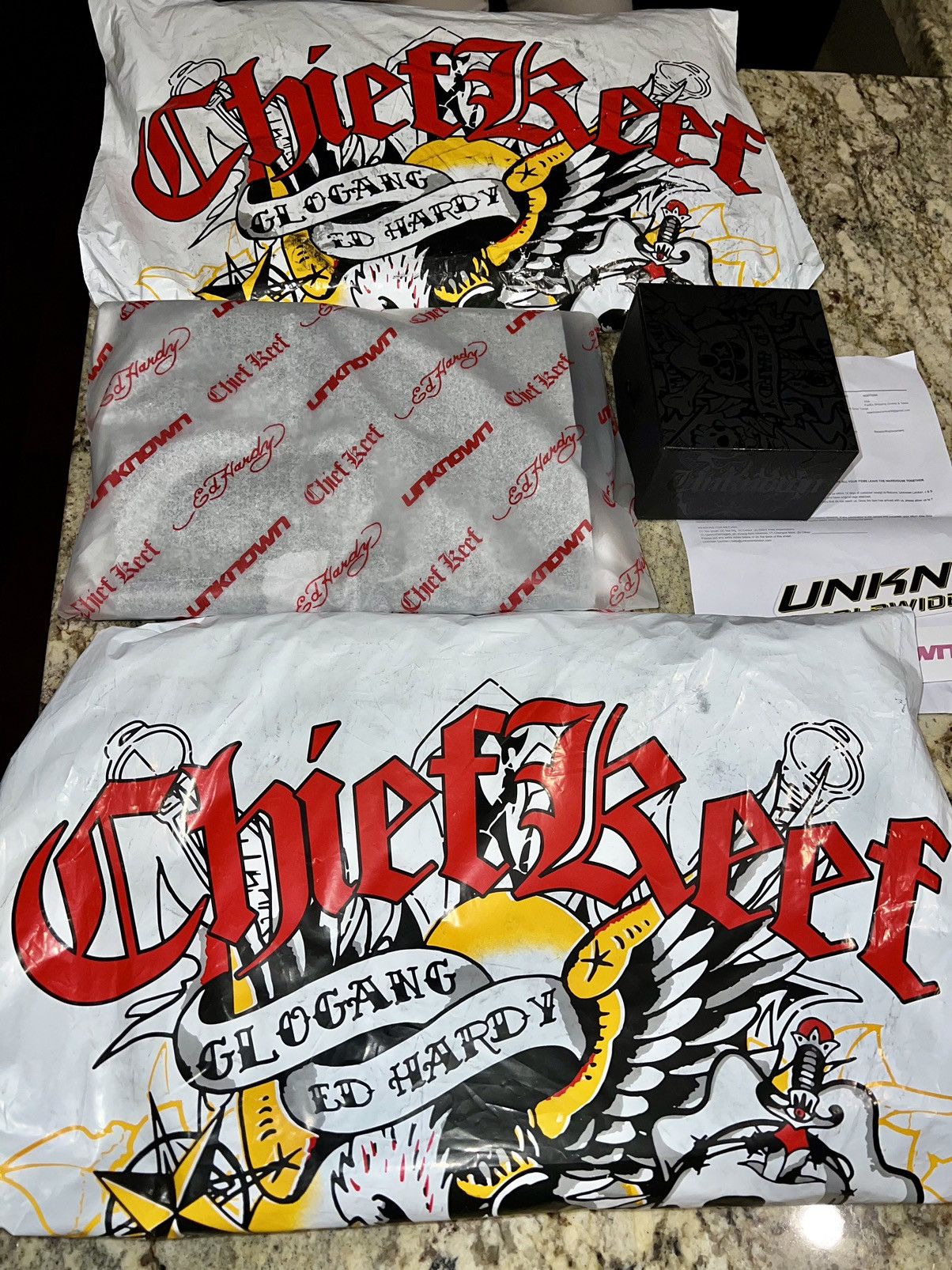 Image of Ed Hardy X Chief Keef X Unknown London Longsleeve in Black, Men's (Size XS)