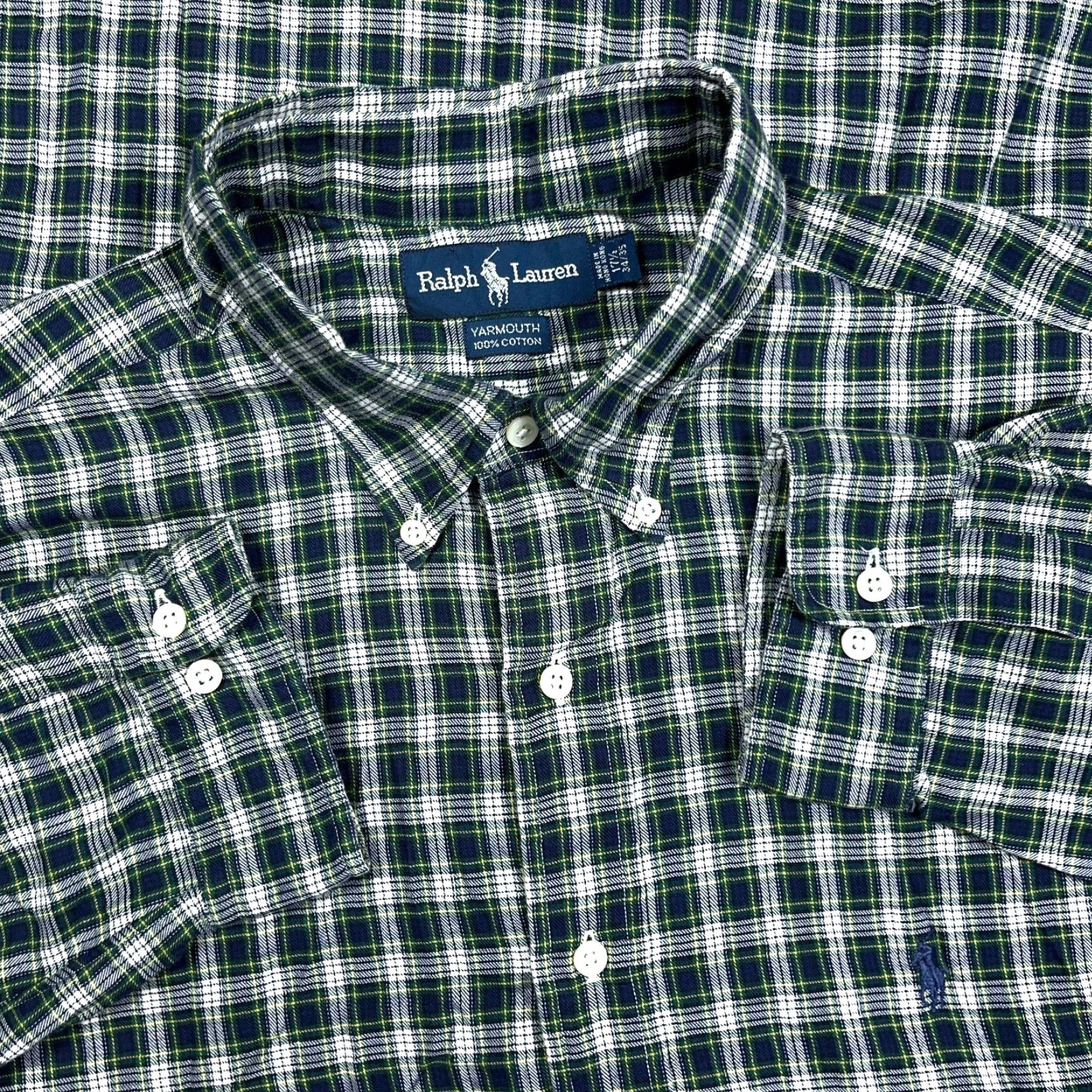 Ralph Lauren Ralph Lauren Button-Up Shirt Men XL Plaid Flannel Blue Green Cotton Collar Button-Front Casual All Seasons Size US XL / EU 56 / 4 - 2 Thumbnail