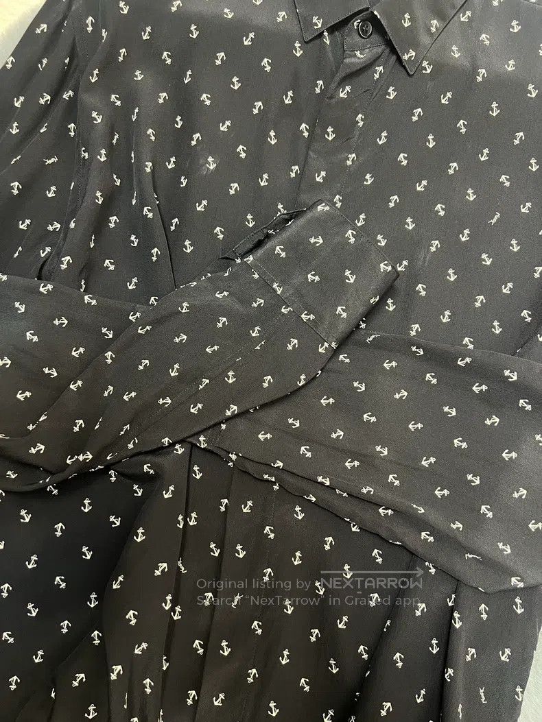 Saint Laurent Paris Saint Laurent Paris size 39 Anchor Print Silk Shirt Size US M / EU 48-50 / 2 - 4 Thumbnail