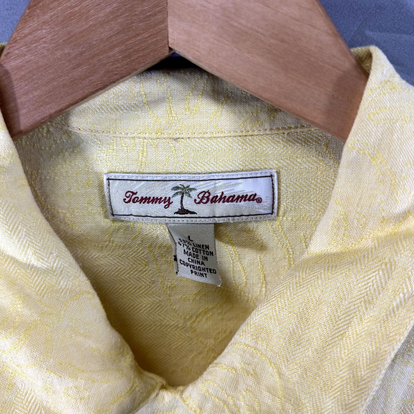 Tommy Bahama Tommy Bahama Shirt Mens Large Yellow Linen Cotton Short Sleeve Button Up Pocket Size US L / EU 52-54 / 3 - 4 Thumbnail