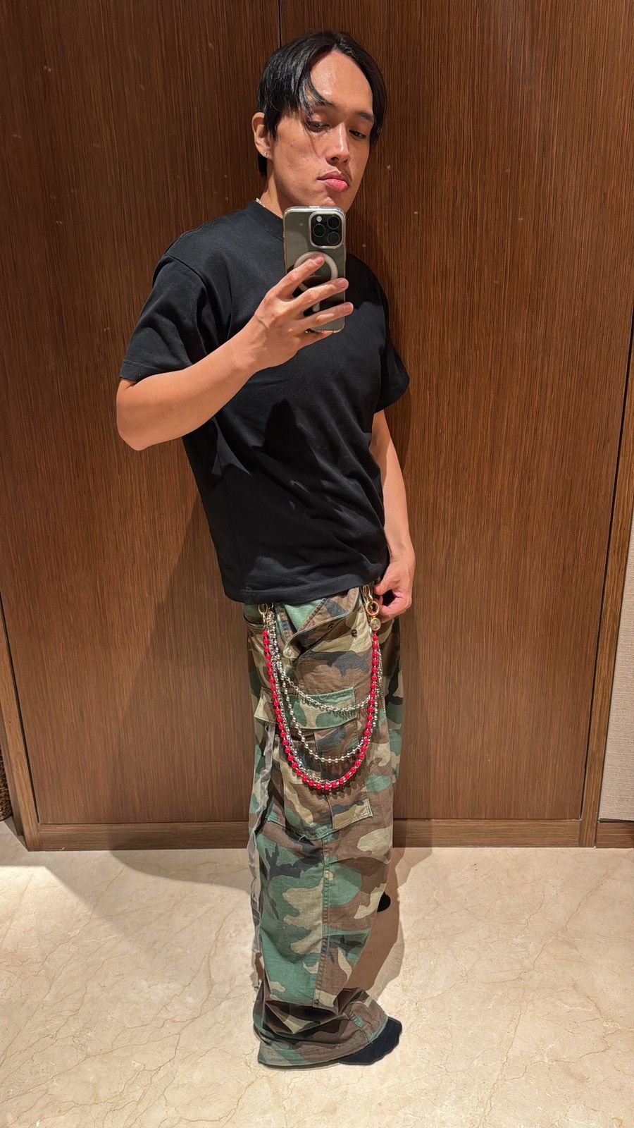 vintage original 107 camouflage bondage baggy cargo pants