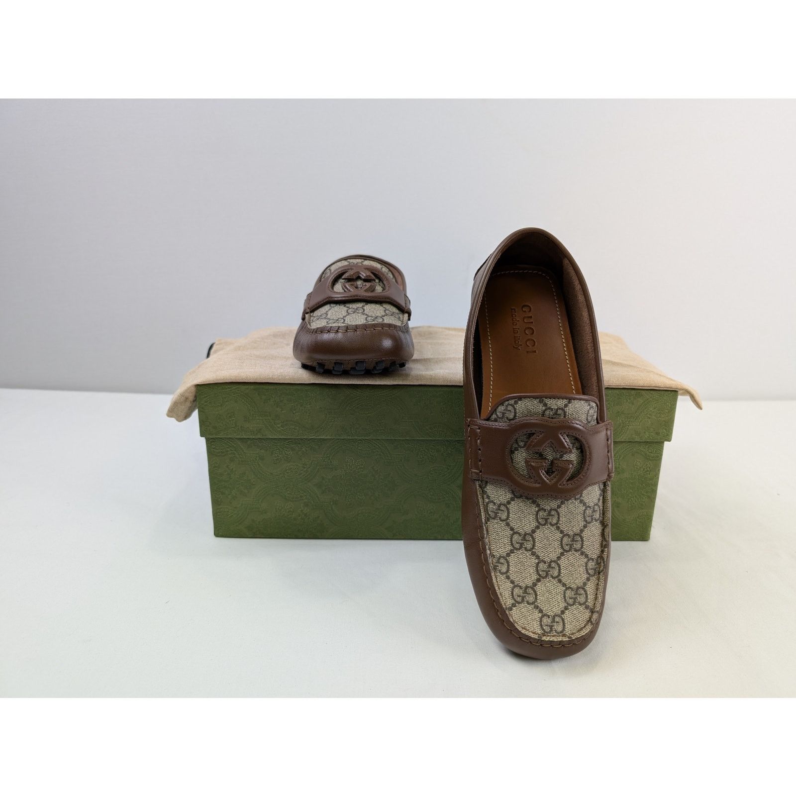Gucci o1rshd1 Leather Upper and Rubber Loafers in Brown Size US 11 / EU 44 - 18 Thumbnail