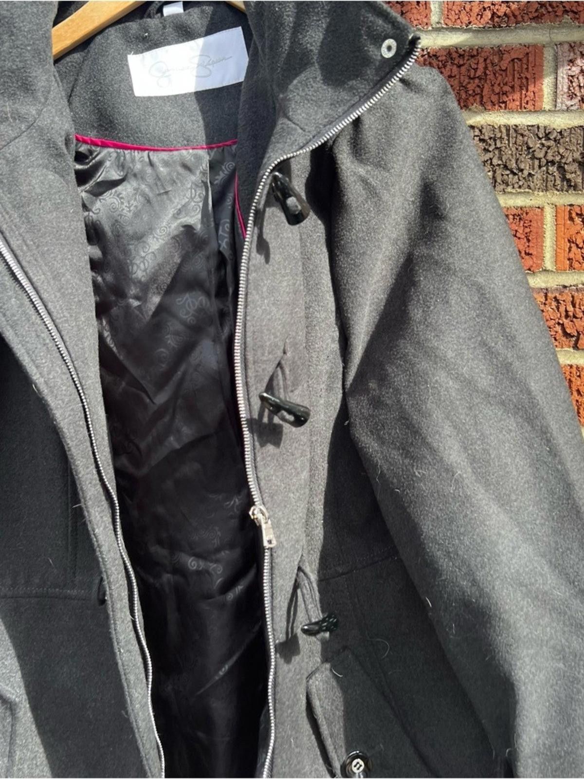Other Jessica Simpson Gray Wool Like Button Full Zip Pea Coat Size XL / US 12-14 / IT 48-50 - 3 Thumbnail