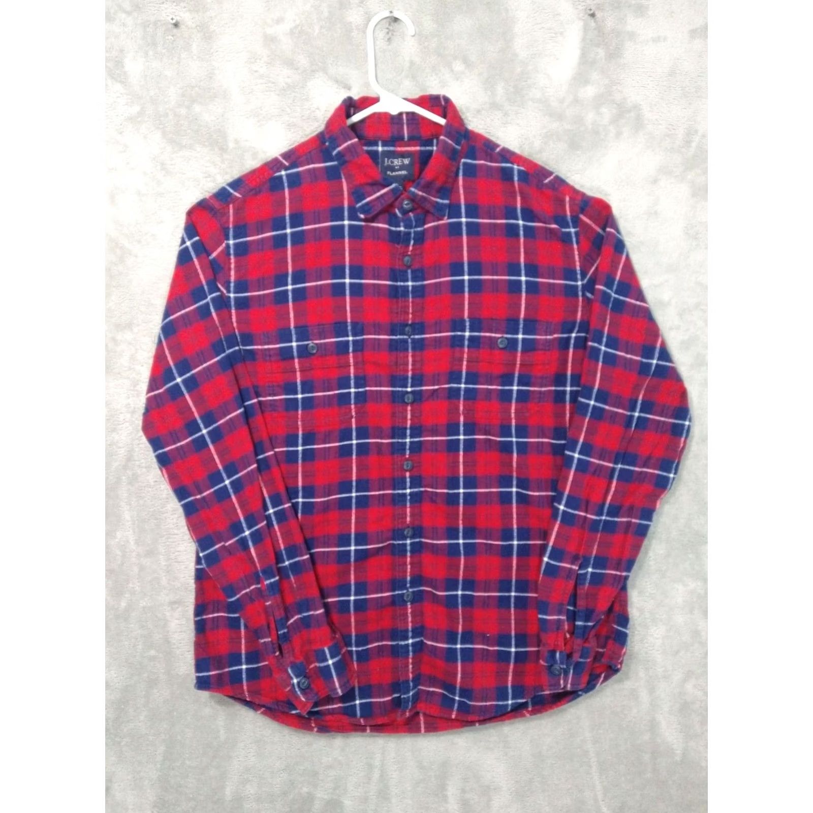 J.Crew J.CREW Shirt Mens Large Red Blue Plaid Flannel Long Sleeve Button Up Cotton Size US L / EU 52-54 / 3 - 2 Thumbnail