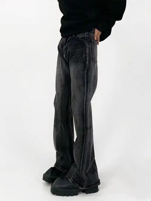Japanese Brand × Jean Vintage washed distressed straight leg loose bootcut jeans Size US 30 / EU 46 - 3 Thumbnail