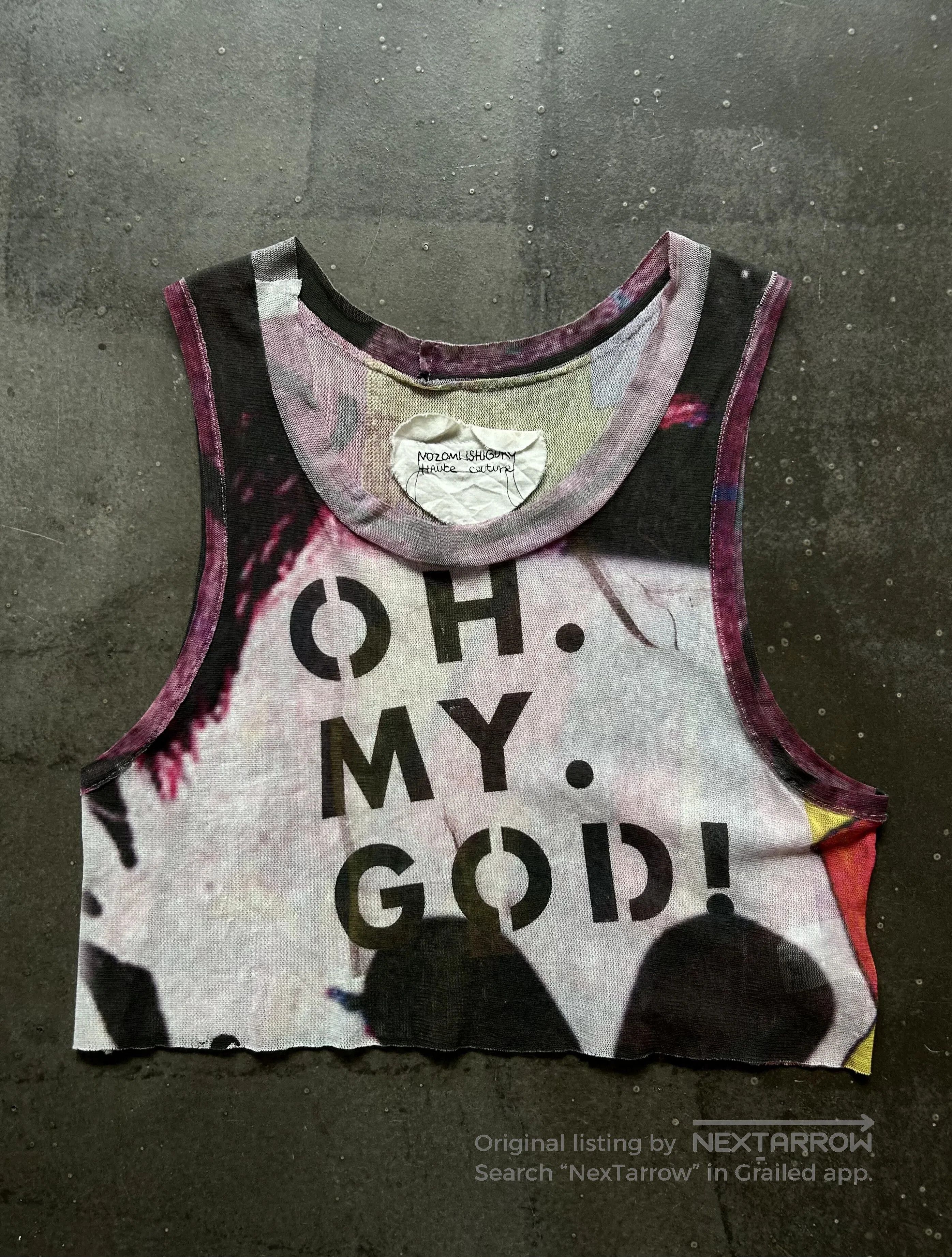 Nozomi Ishiguro graphic crop tank top with slogan. Size M / US 6-8 / IT 42-44 - 1 Thumbnail