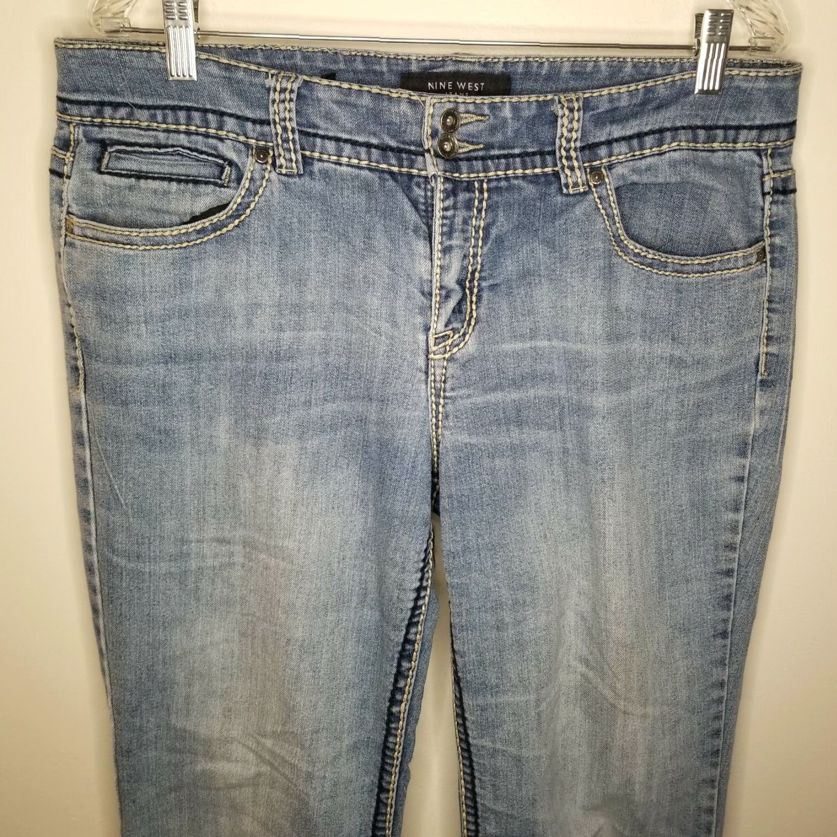 Nine West NINE WEST Women's Light Blue Straight Jeans Size 12/30 Regular Size 34" / US 12 / IT 48 - 2 Thumbnail